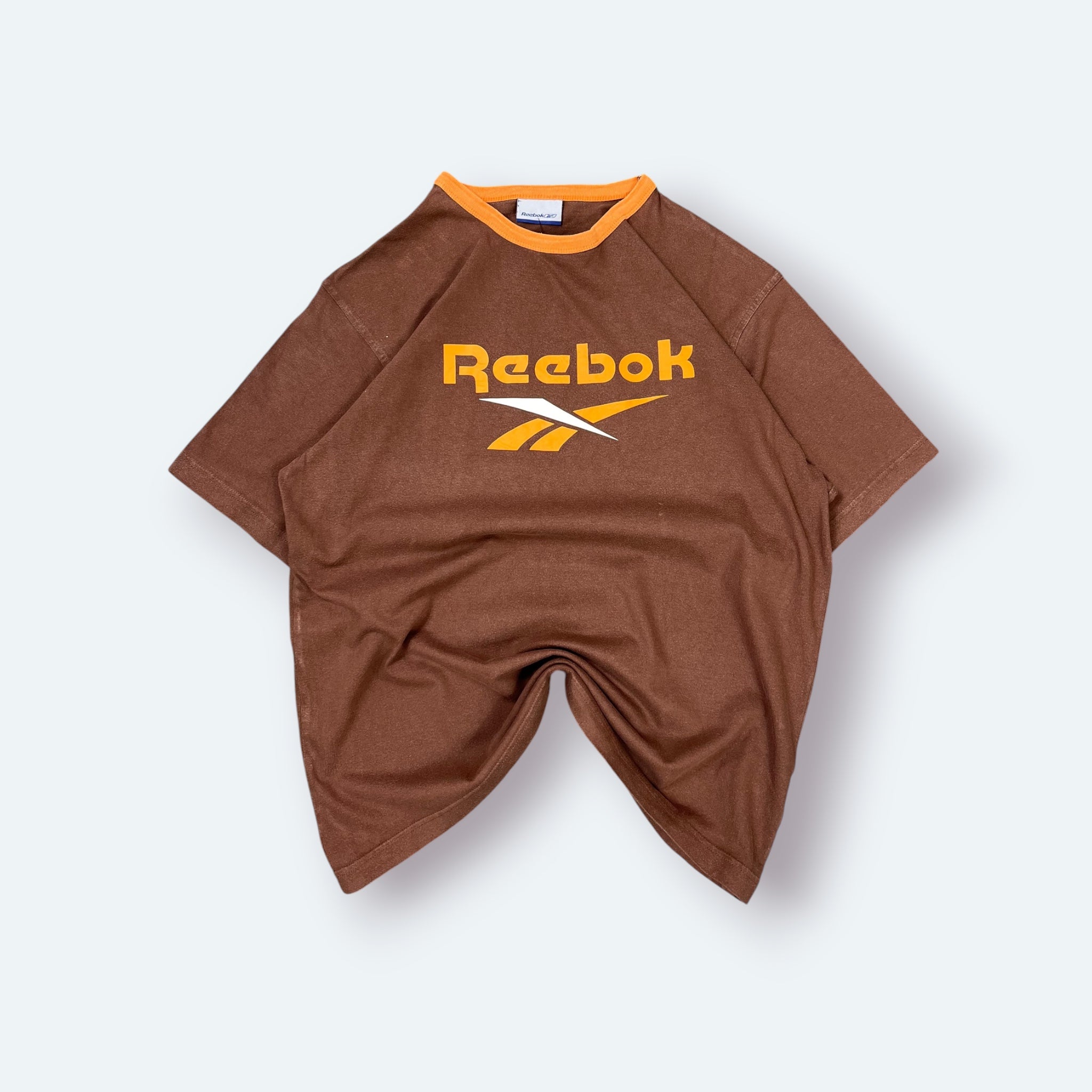 Reebok Shirt Big Logo Print 2000s Braun M - Vinverse