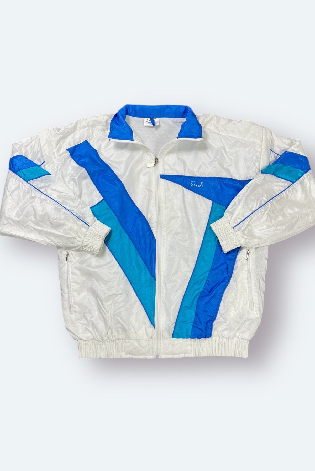 Sudi Vintage Trainingsjacke Weiß Blau M - Vinverse