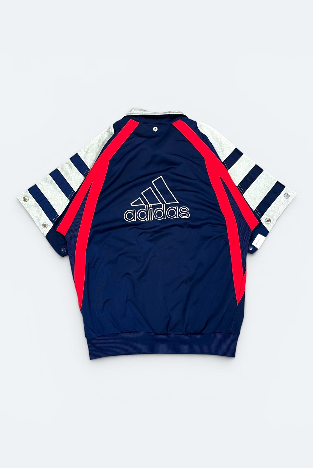 Adidas Vintage Trainingsjacke Kurzarm Blau Rot XL (FLECK ENTFERNBAR?) - Vinverse