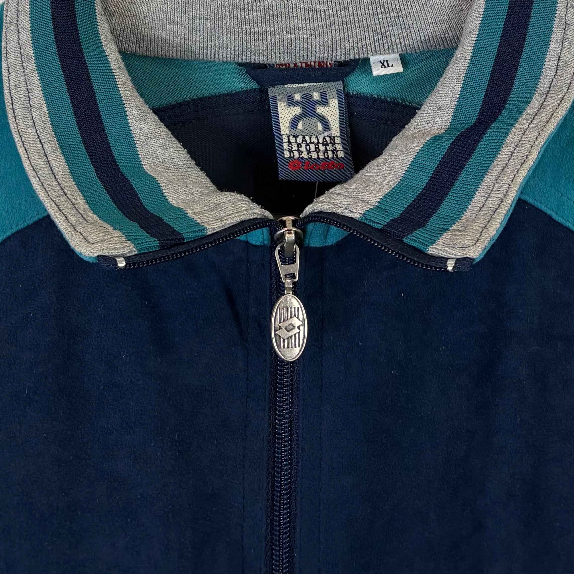 Lotto 90s Vintage Trainingsjacke Samt Blau XL - Vinverse