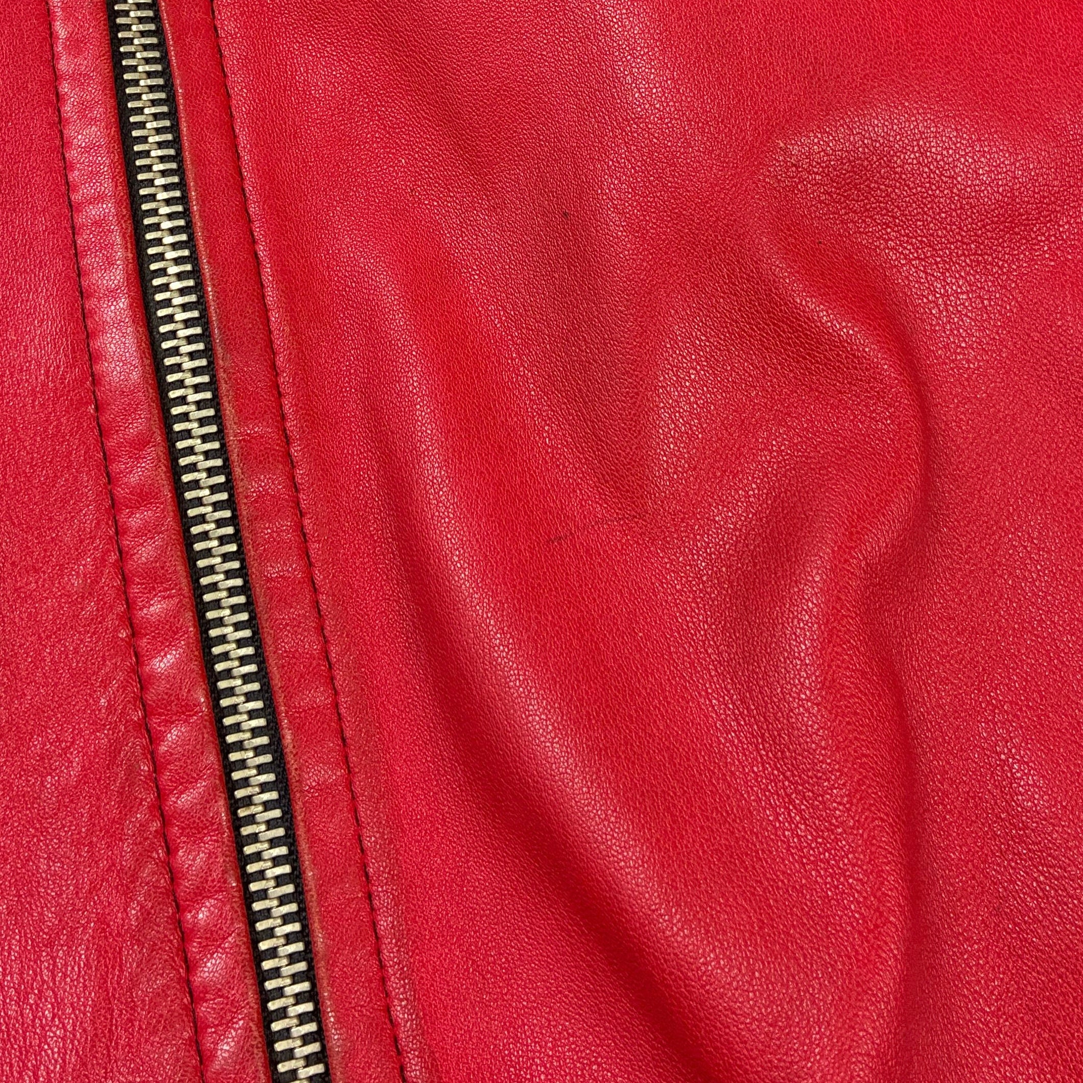Uncle Sam Vintage Lederjacke 90s Schwarz Rot L - Vinverse