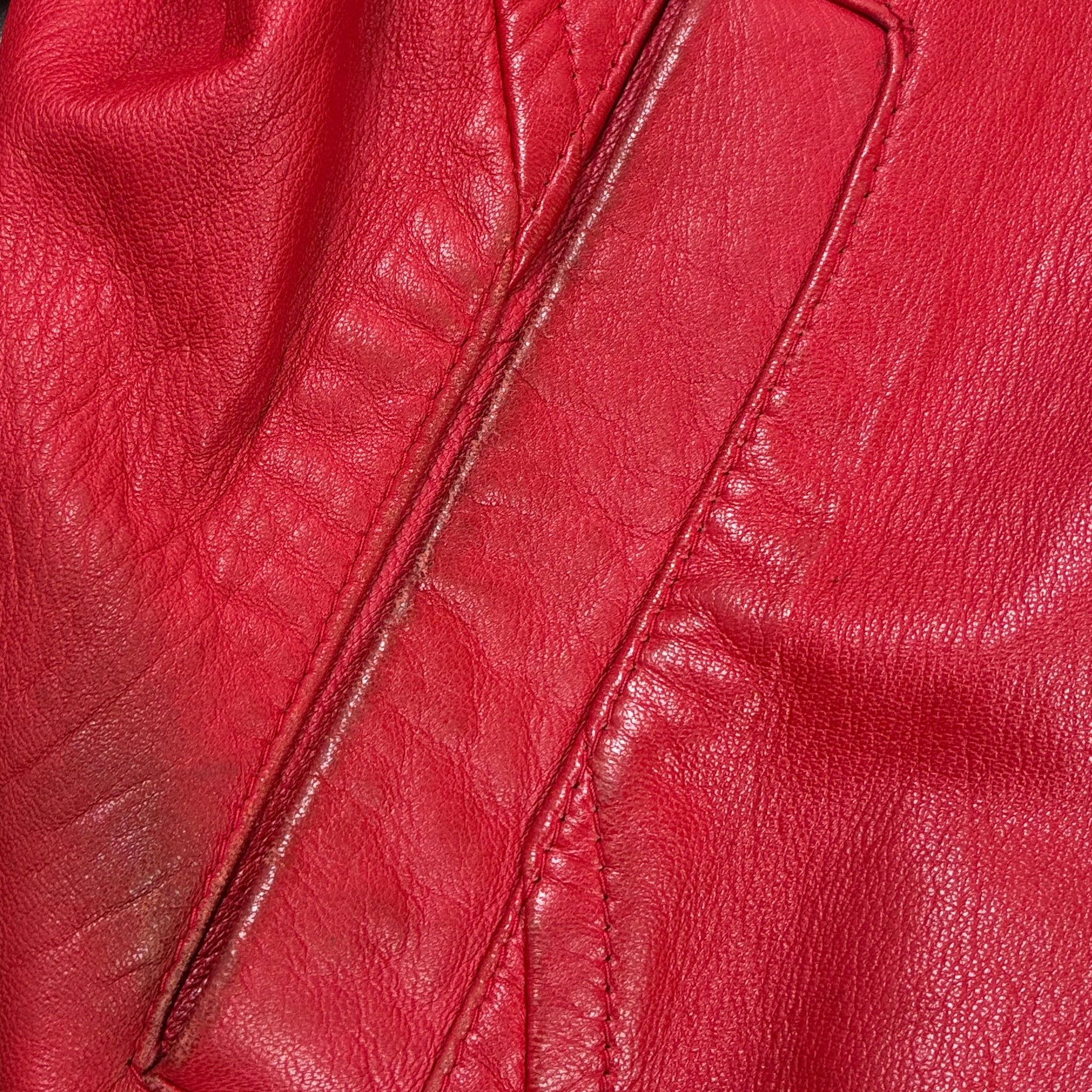 Uncle Sam Vintage Lederjacke 90s Schwarz Rot L - Vinverse