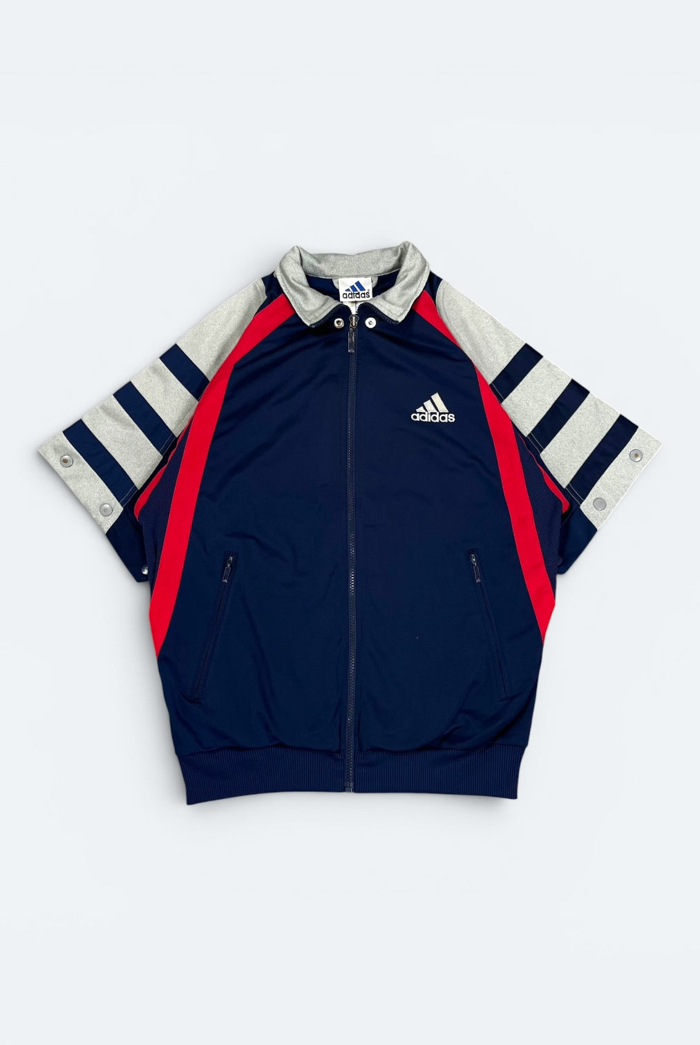 Adidas Vintage Trainingsjacke Kurzarm Blau Rot XL (FLECK ENTFERNBAR?) - Vinverse