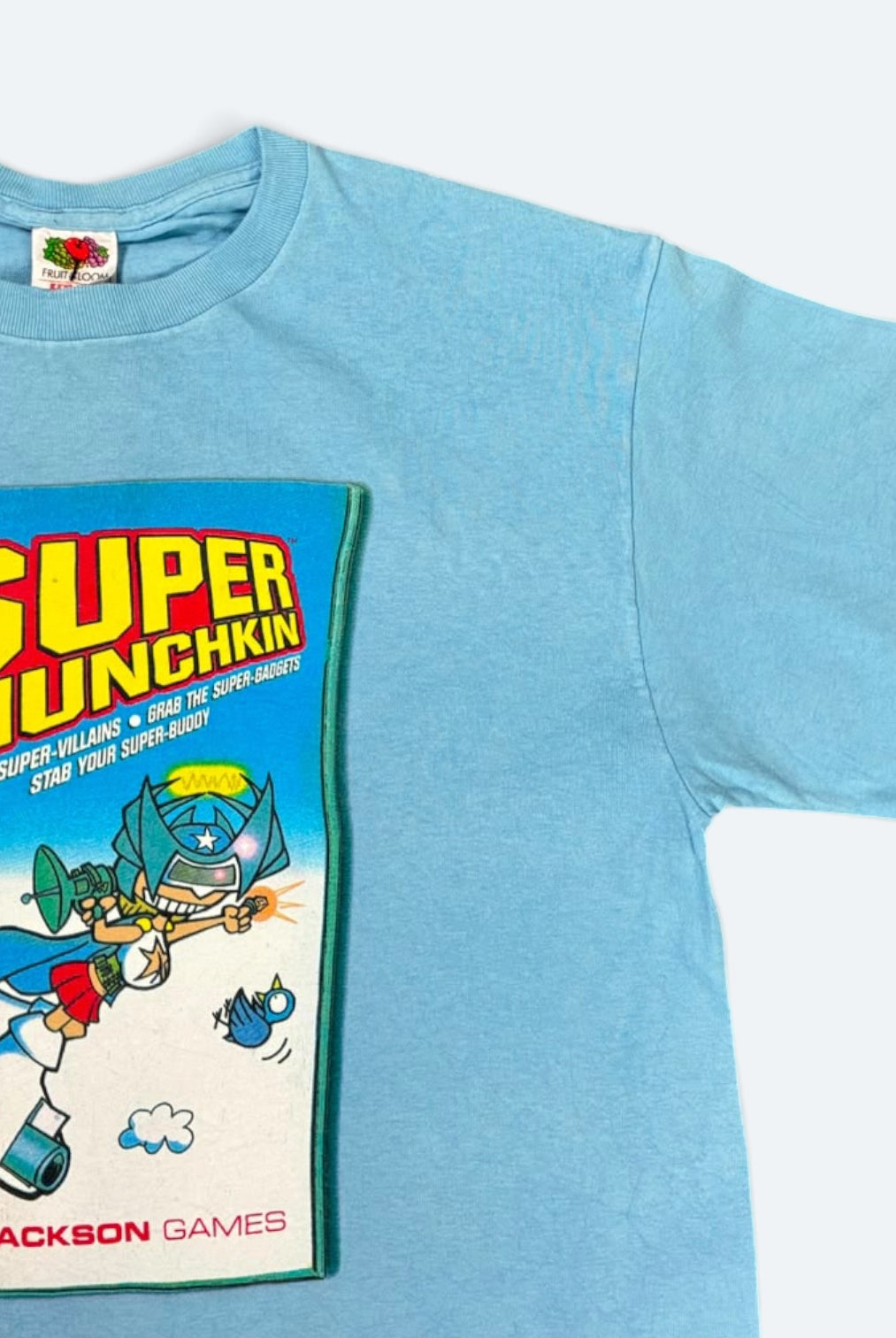 F.O.T.L Vintage T-Shirt Super Munchkin Print Blau M - Vinverse