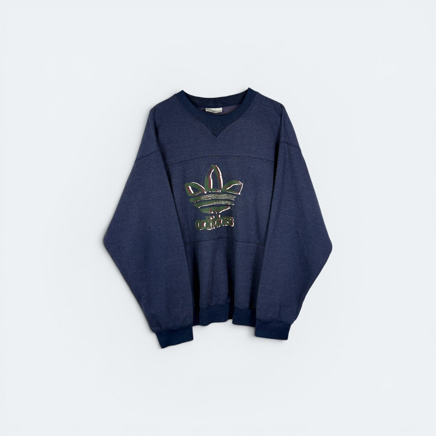 Adidas Vintage Print Sweater 90s Blau L - Vinverse