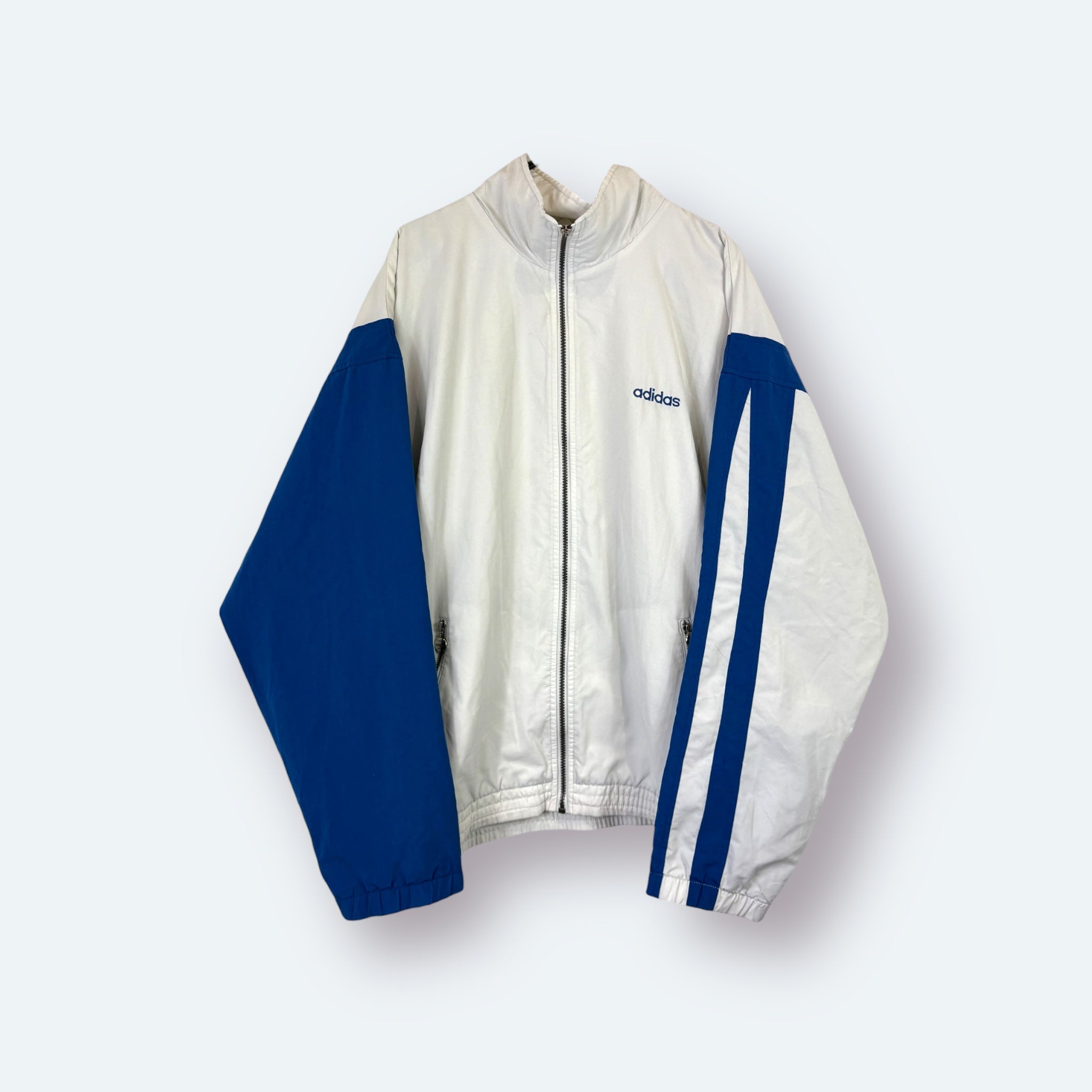 Adidas 90s Vintage Trainingsjacke Weiß Blau XL - Vinverse