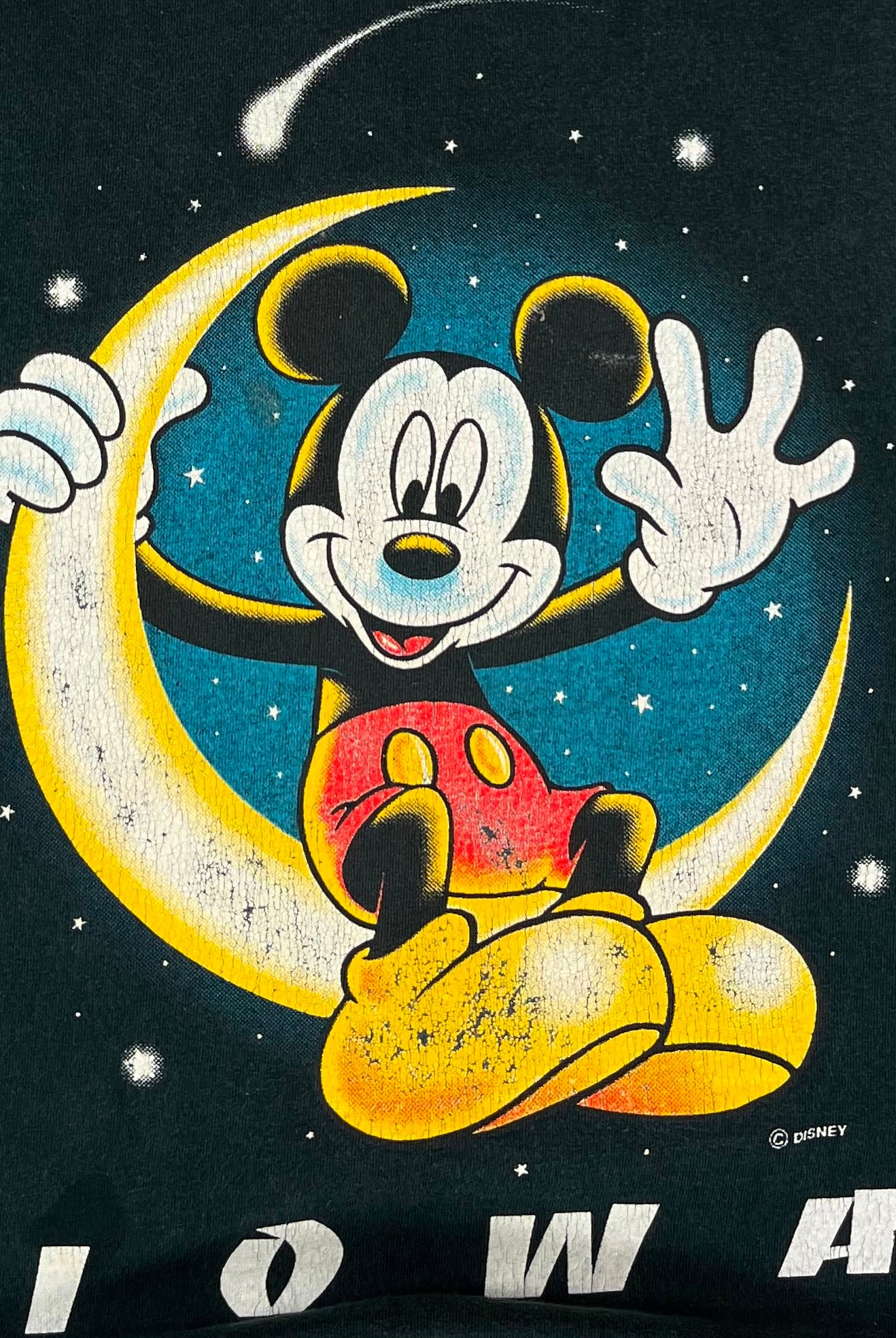 Disney Vintage T-Shirt Mickey Mouse Moon Schwarz XL (RÜCKSEITE FEHLT) - Vinverse