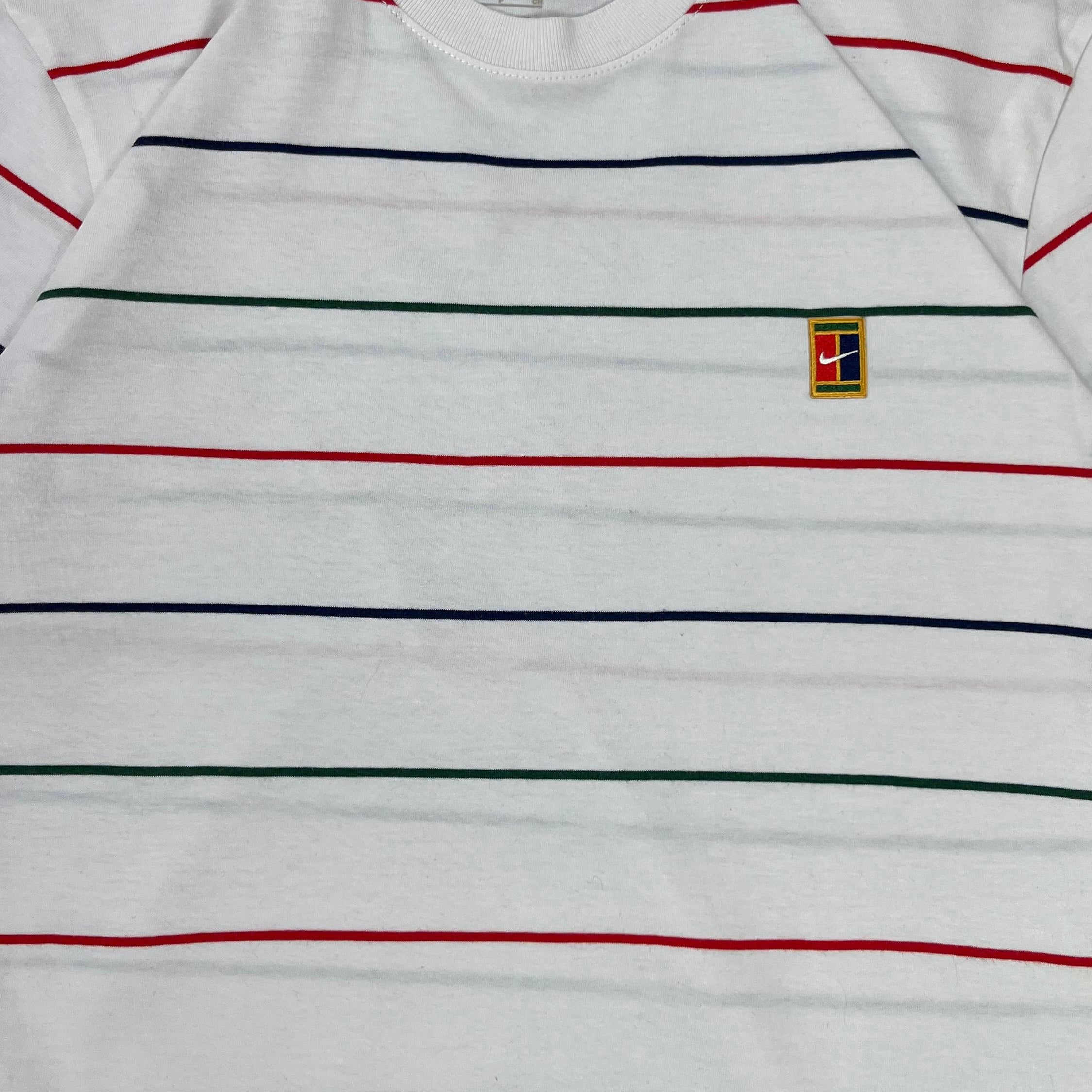 Nike Vintage T-Shirt Gestreift Weiß S - Vinverse
