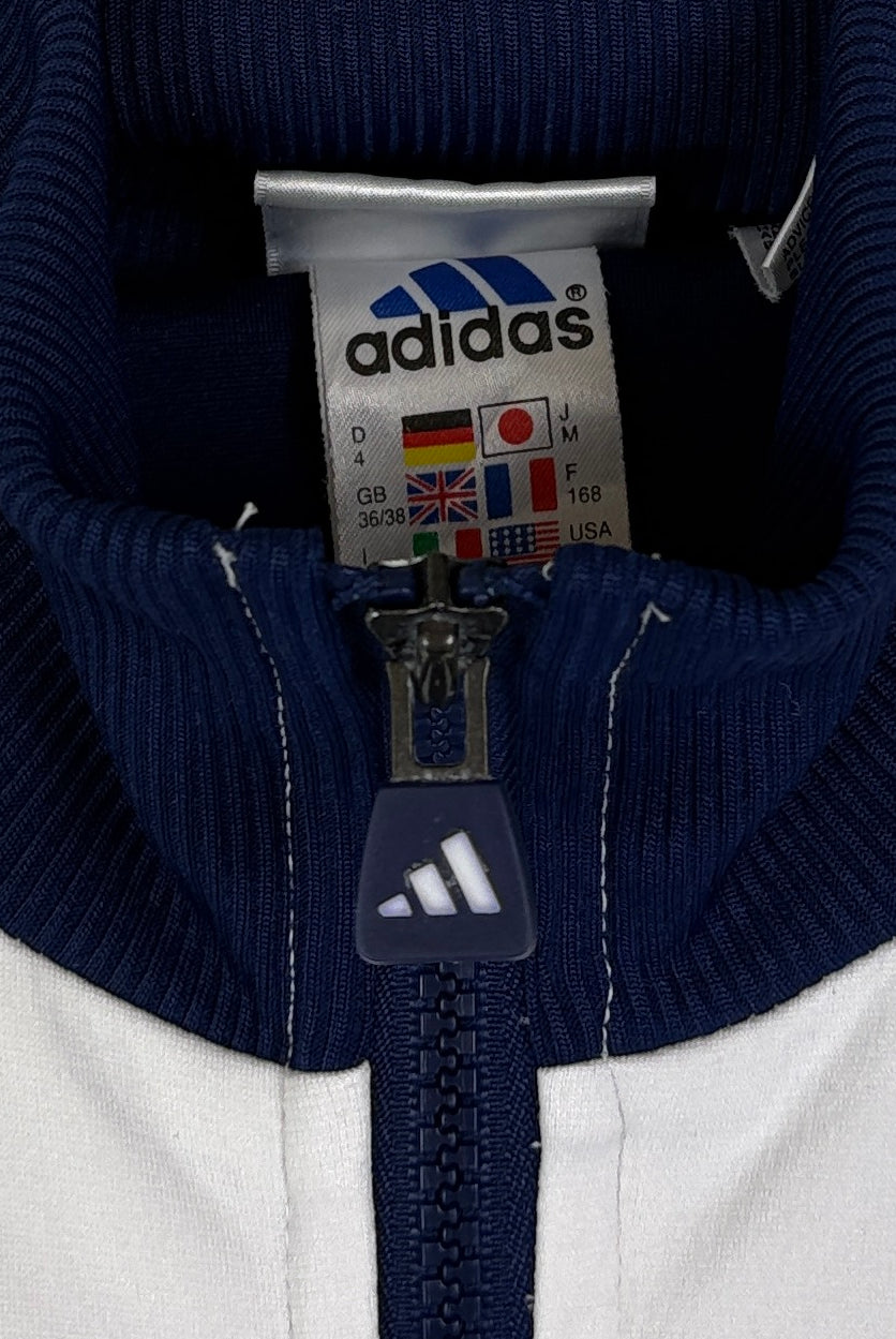 Adidas Vintage Trainingsjacke Weiß Blau S (FLEXKEN RAUS??) - Vinverse