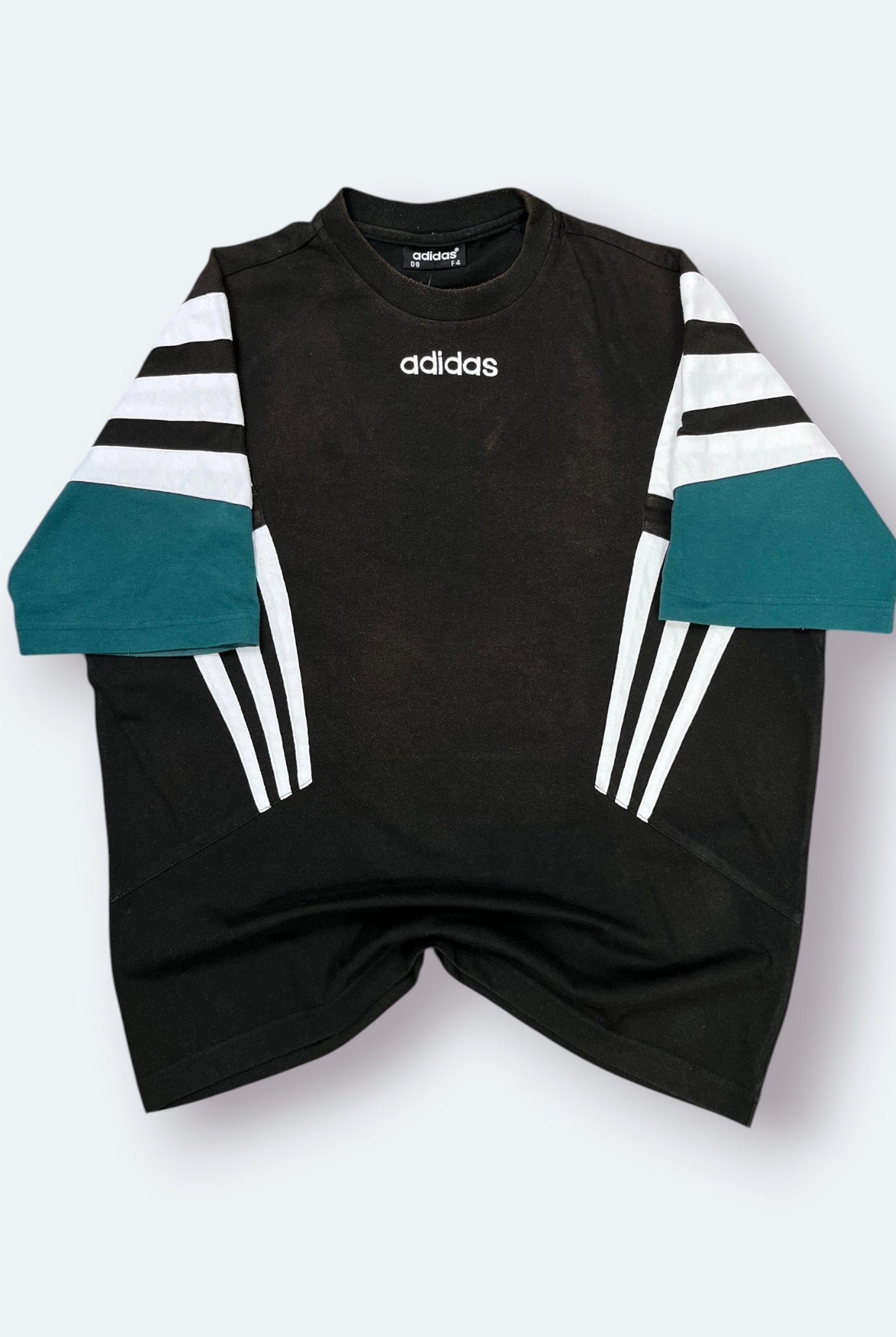Adidas Vintage T-Shirt Colorblock Schwarz M - Vinverse