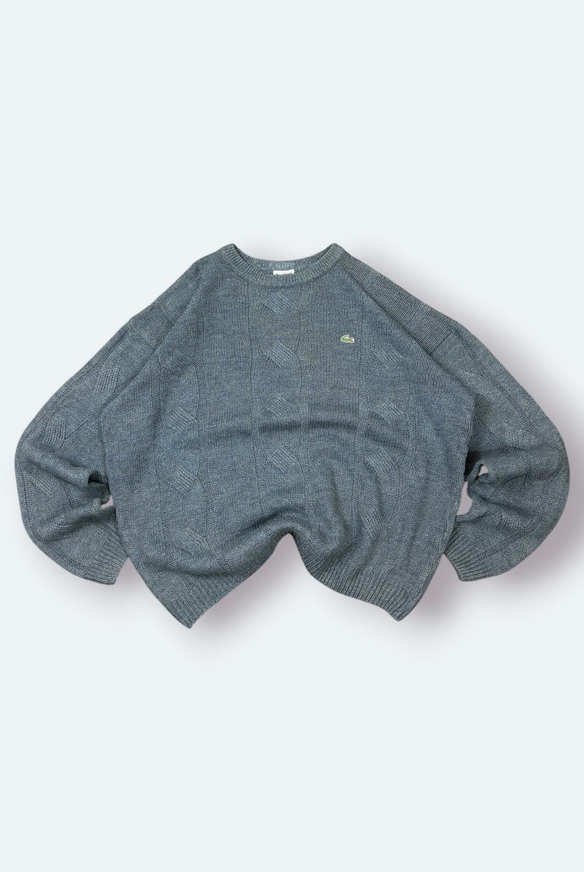 Lacoste Vintage Strickpullover Zopfmuster Blau L
