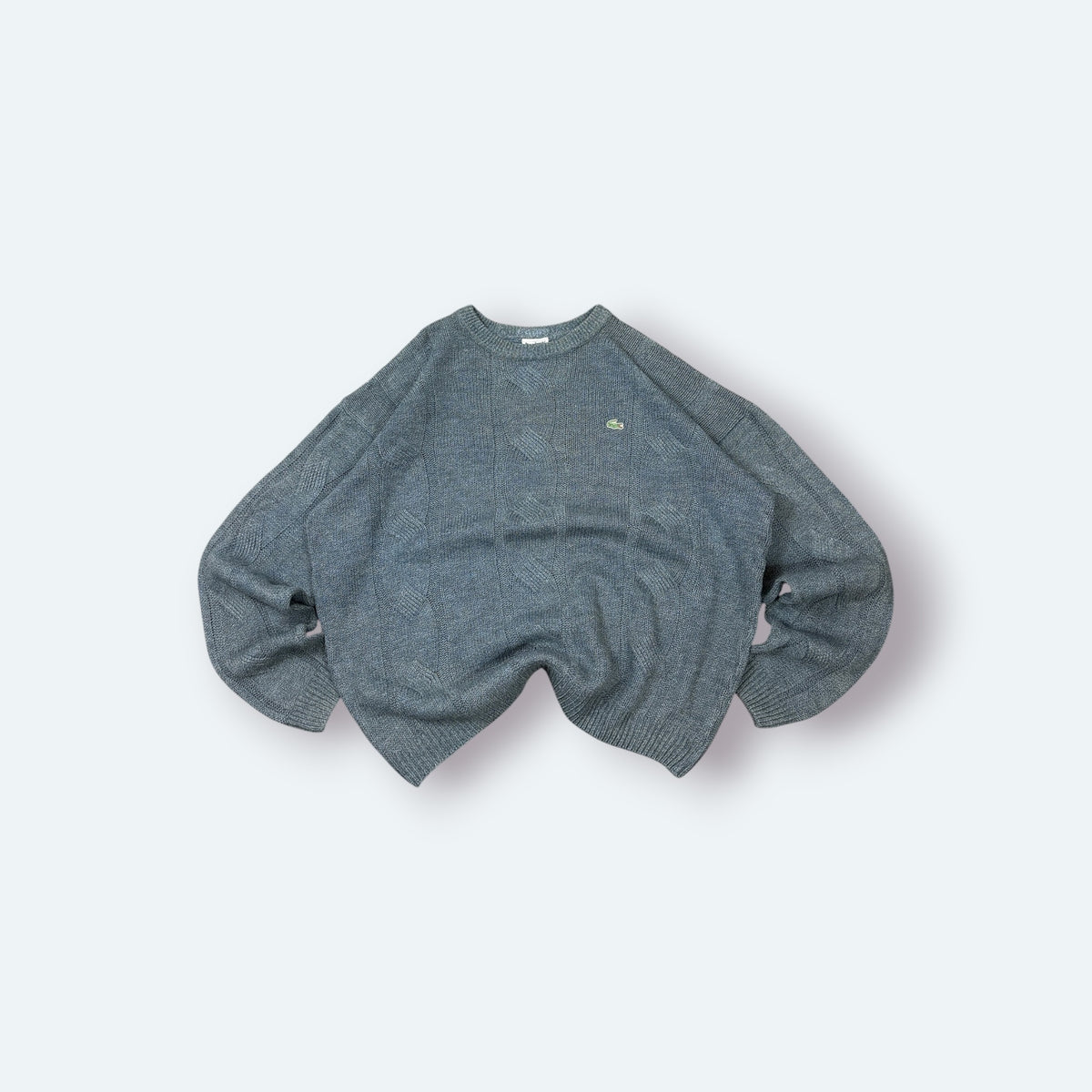 Lacoste Vintage Strickpullover Zopfmuster Blau L