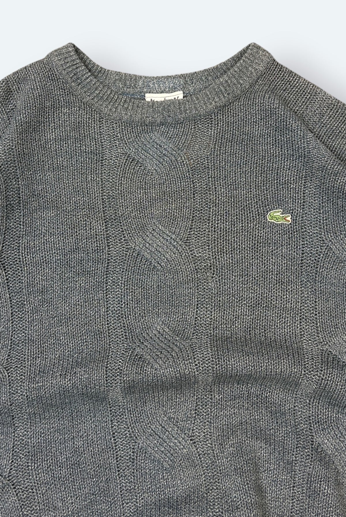 Lacoste Vintage Strickpullover Zopfmuster Blau L – Foto 2