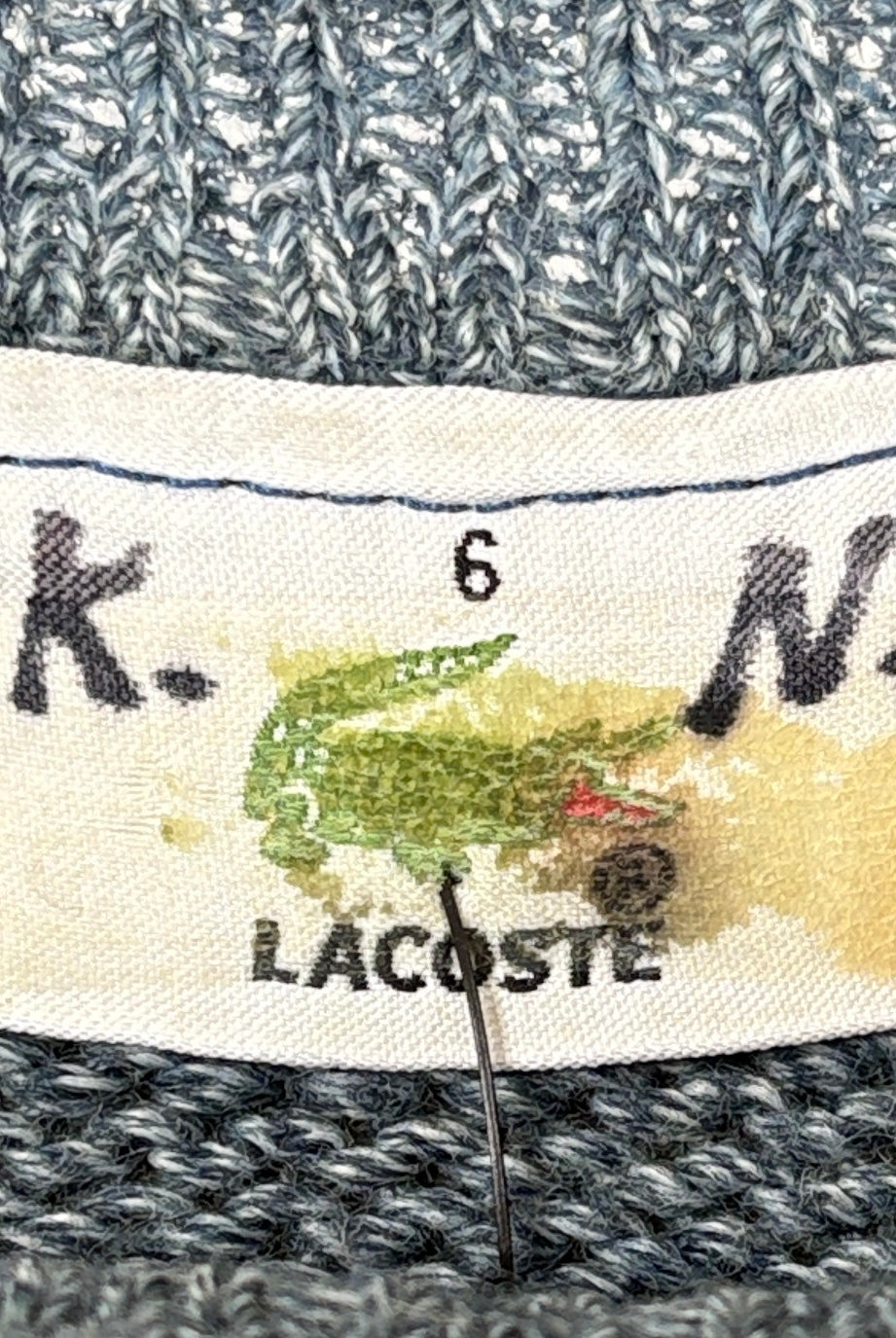 Lacoste Vintage Strickpullover Zopfmuster Blau L – Foto 4