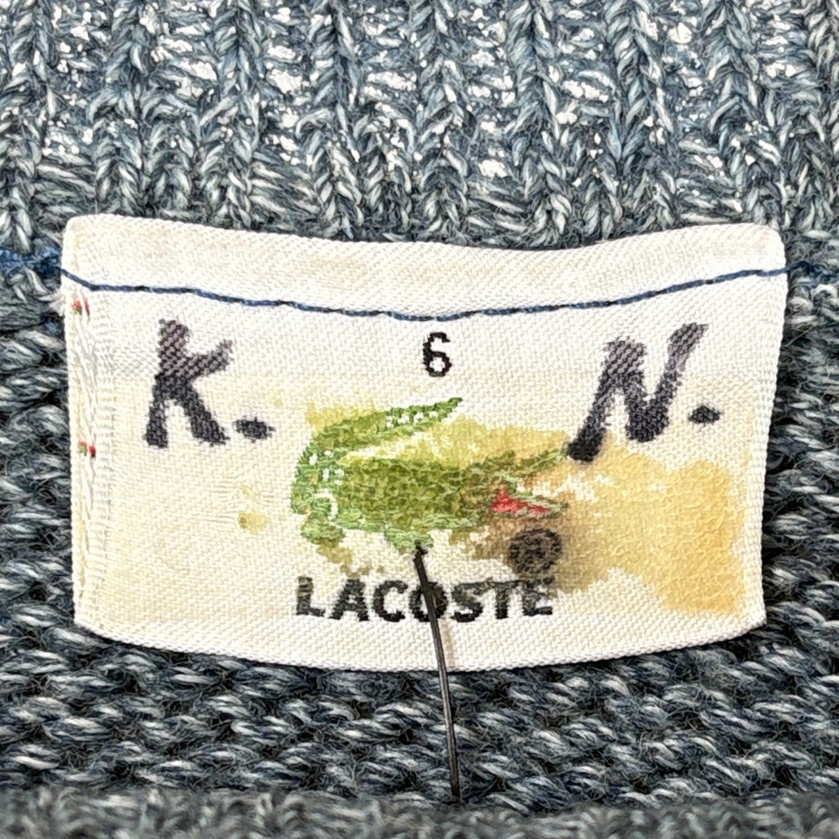 Lacoste Vintage Strickpullover Zopfmuster Blau L – Foto 4