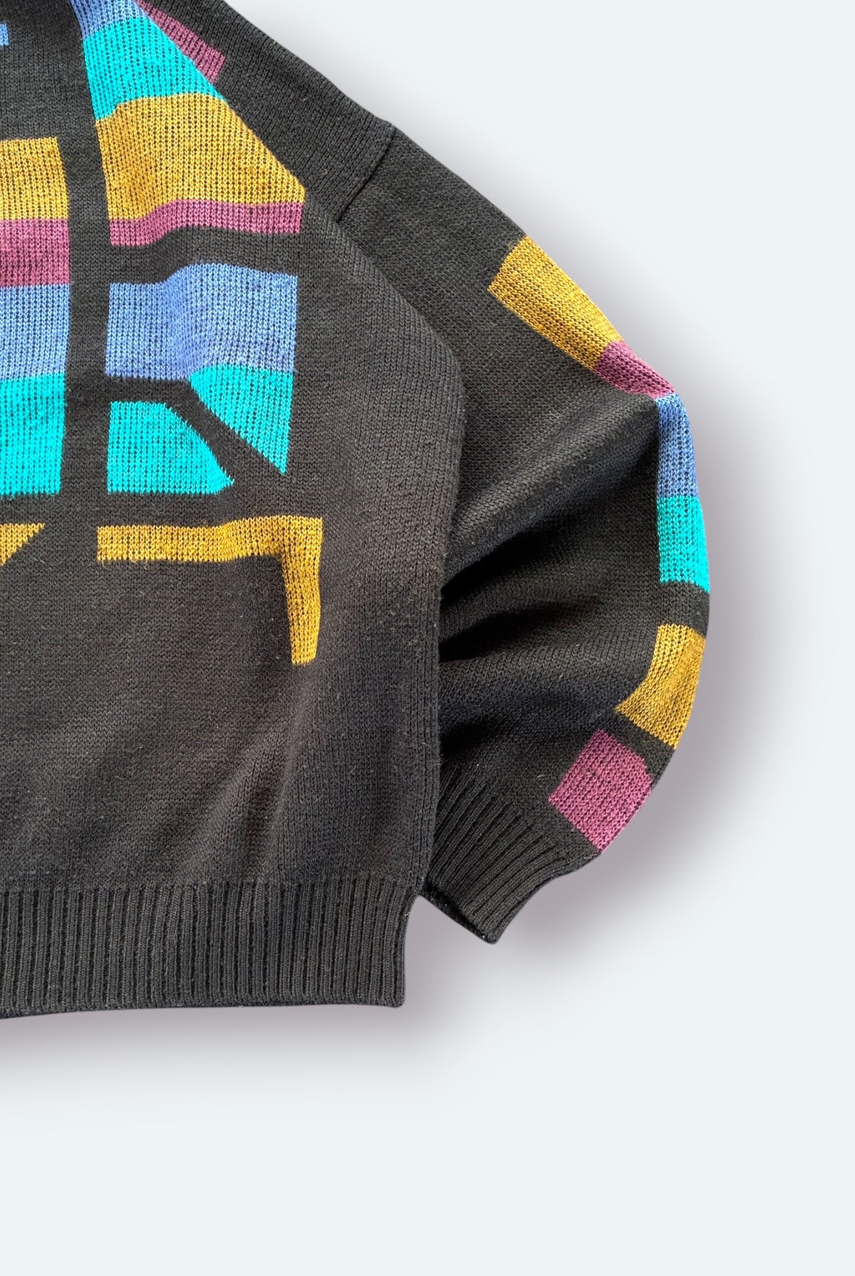 Ohne Marke Vintage Strickpullover Abstrakt Bunt M – Foto 3