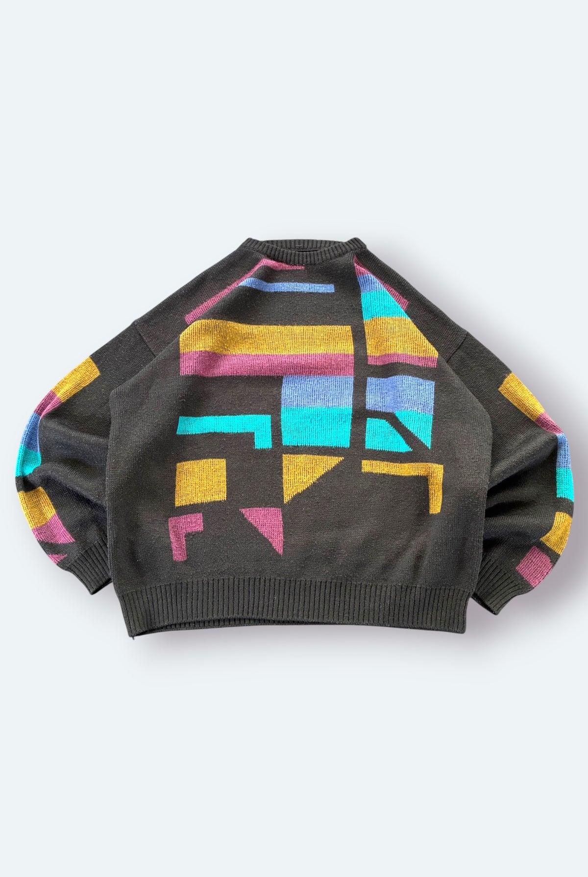 Ohne Marke Vintage Strickpullover Abstrakt Bunt M – Foto 6