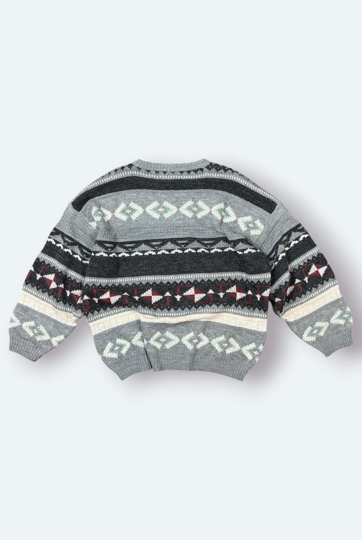 Vintage Vintage Strickpullover Geometrisch Grau XL – Foto 5