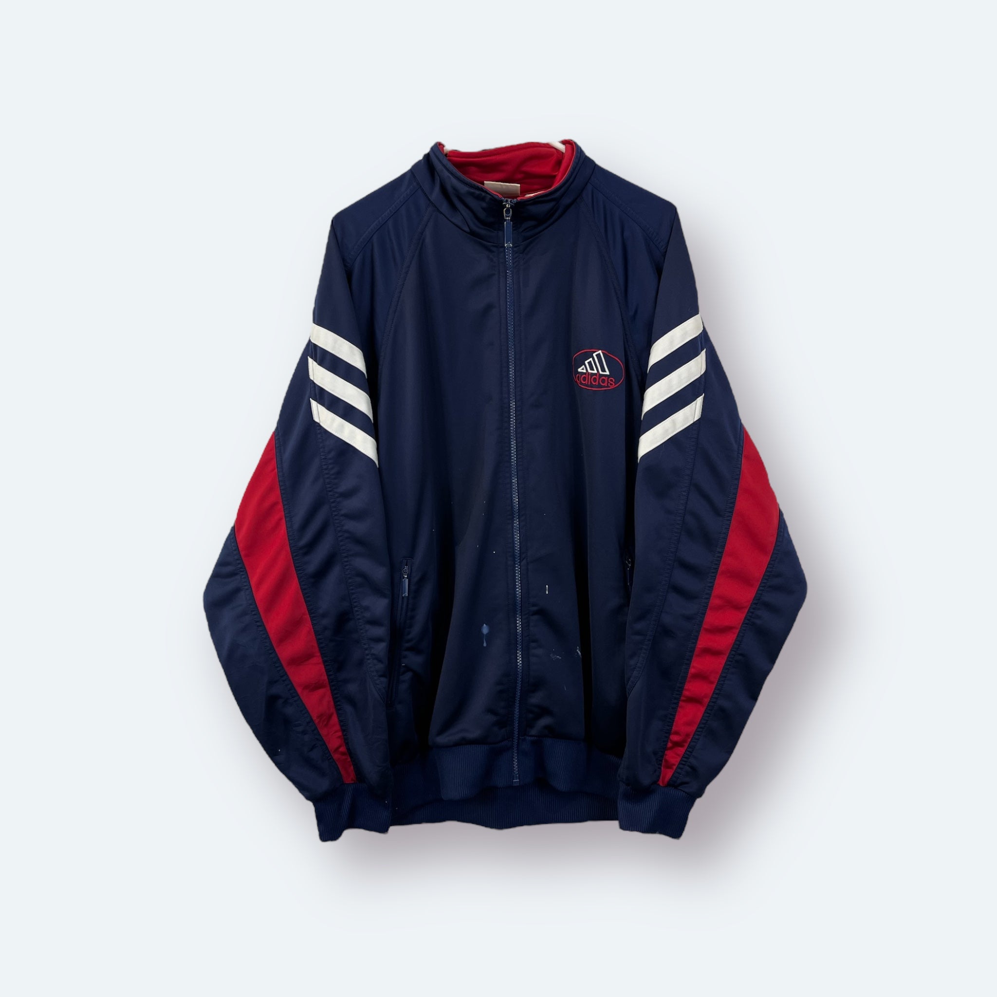 Adidas 90er Vintage Trainingsjacke bestickt Marineblau L - Vinverse
