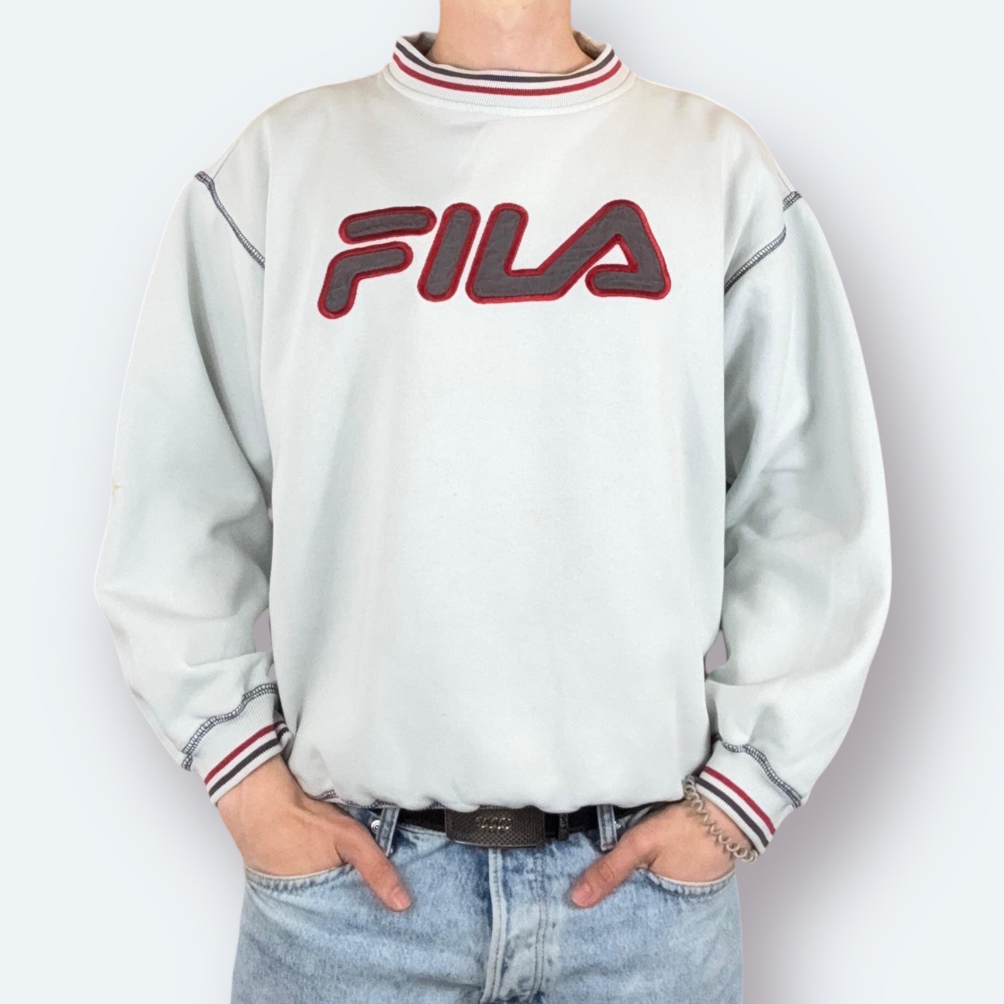 Fila Vintage Sweater bestickt Weiß M - Vinverse