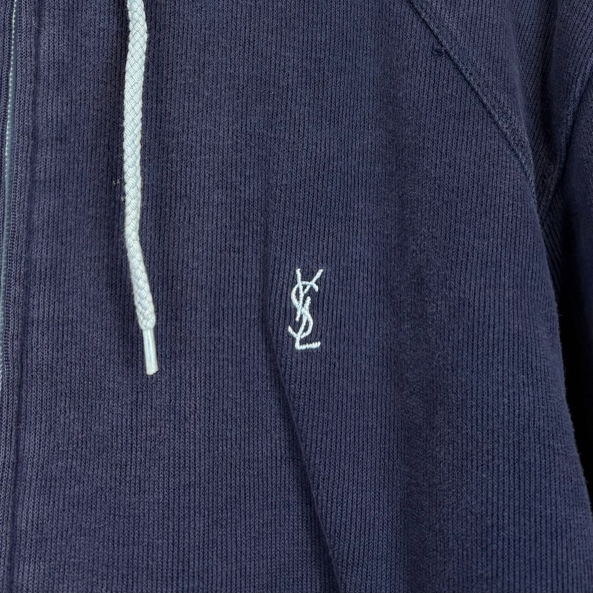 Yves Saint Laurent Vintage Zip Hoodie Marineblau S - Vinverse