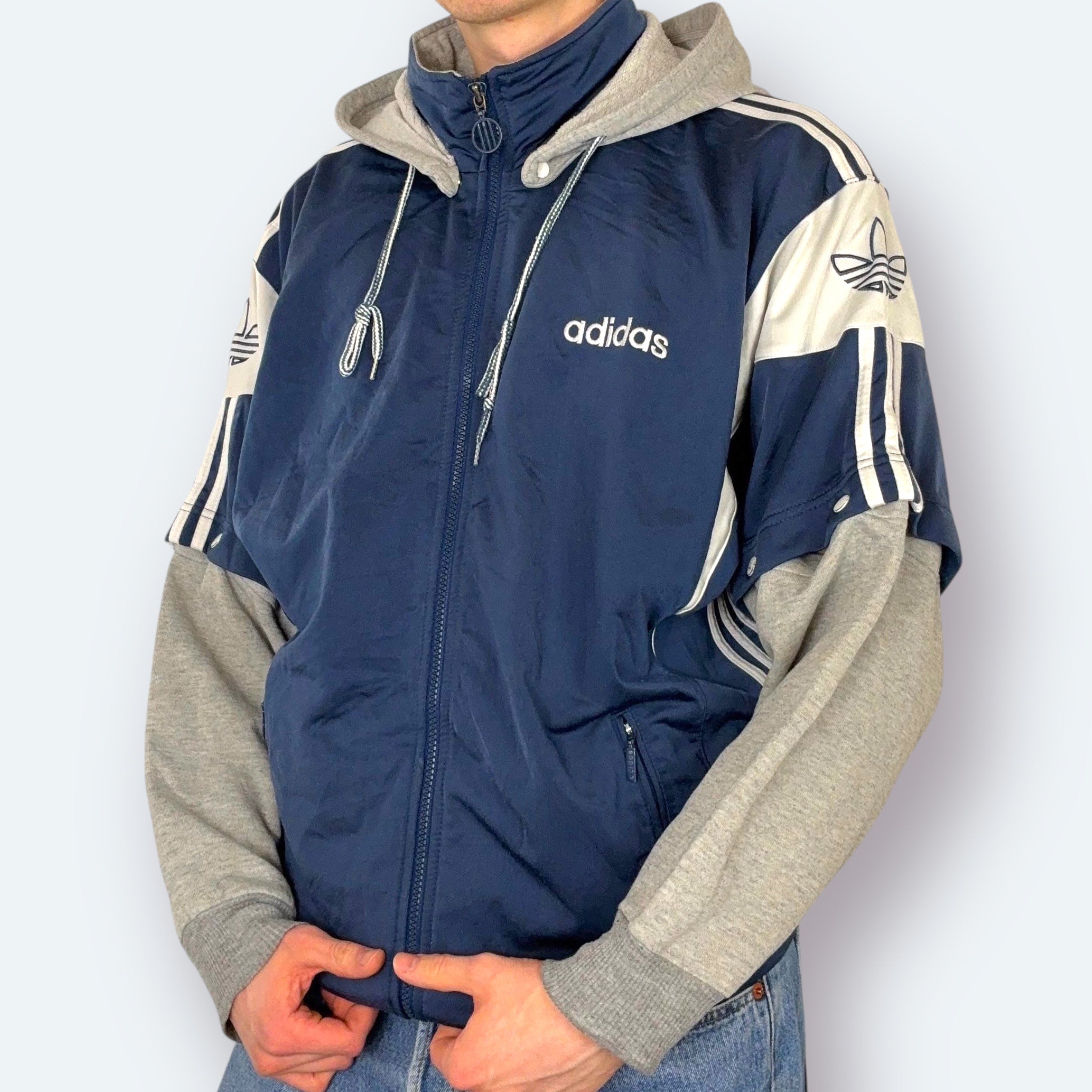 Adidas Vintage Trainingsjacke Blau Grau M (???) - Vinverse