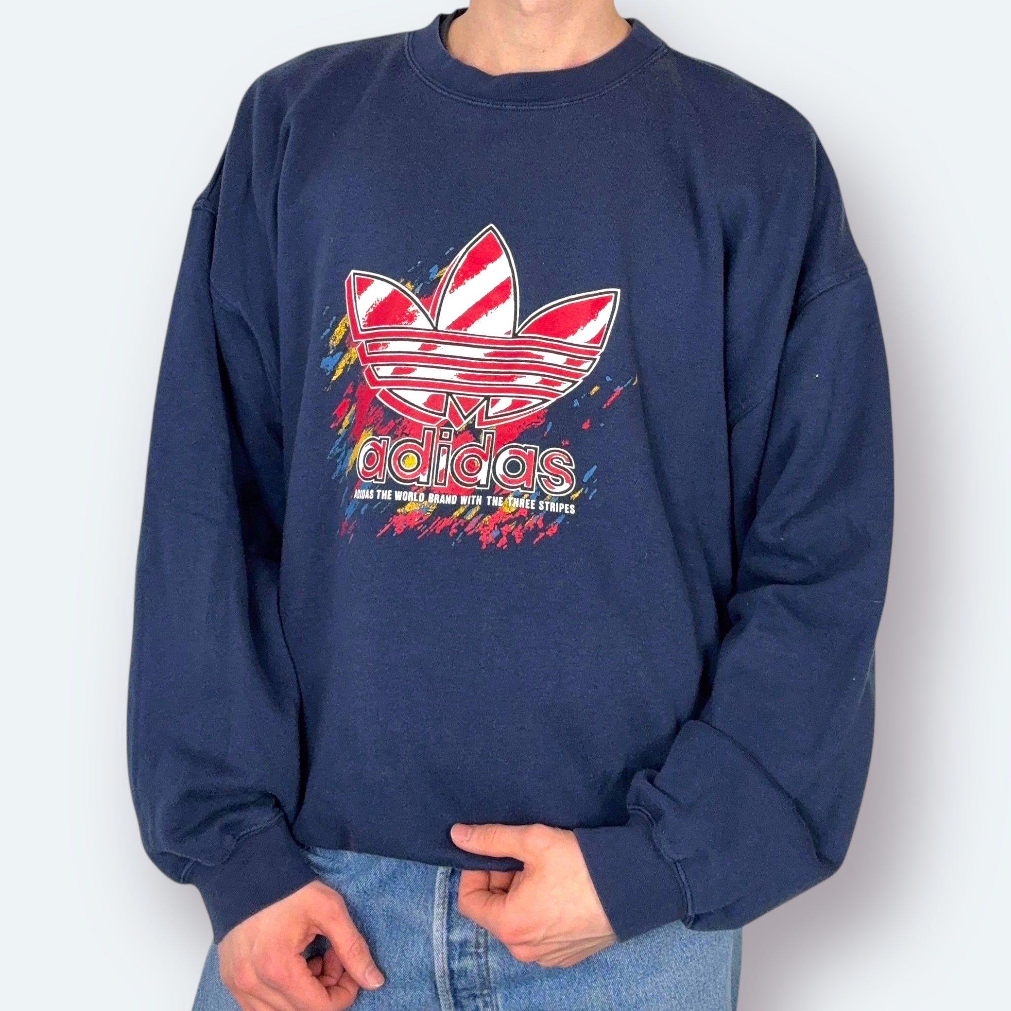 Adidas 90s Vintage Sweater Print Bunt L - Vinverse