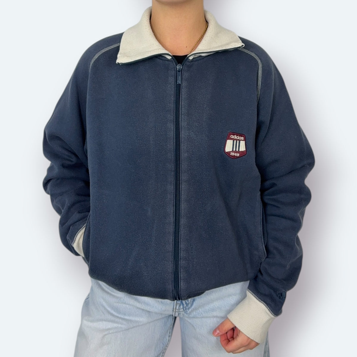 Adidas Vintage Sweatjacke 2003 Dunkelblau M - Vinverse