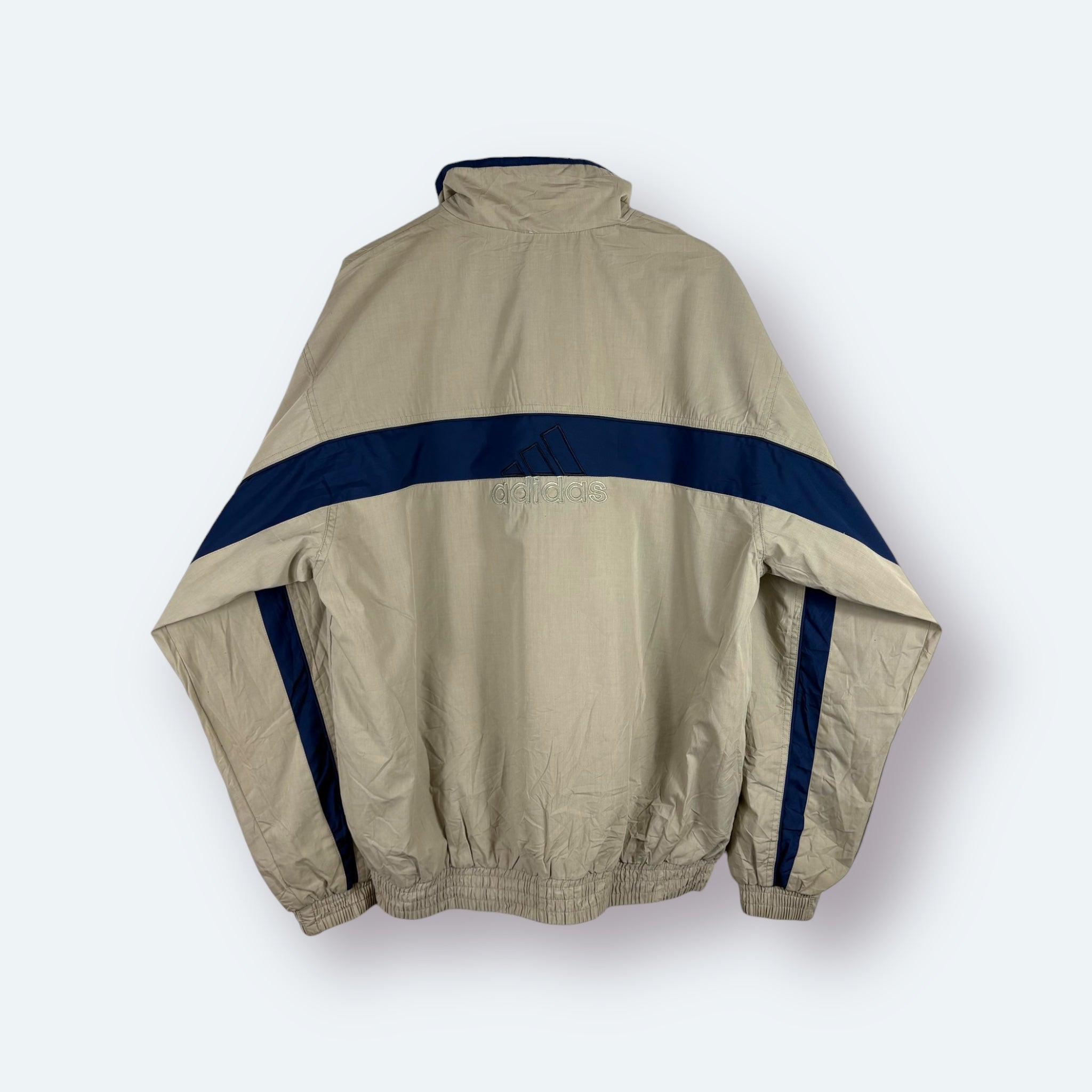 Adidas Vintage Trainingsjacke Beige Marineblau M - Vinverse
