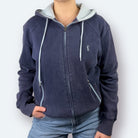 Yves Saint Laurent Vintage Zip Hoodie Marineblau S - Vinverse