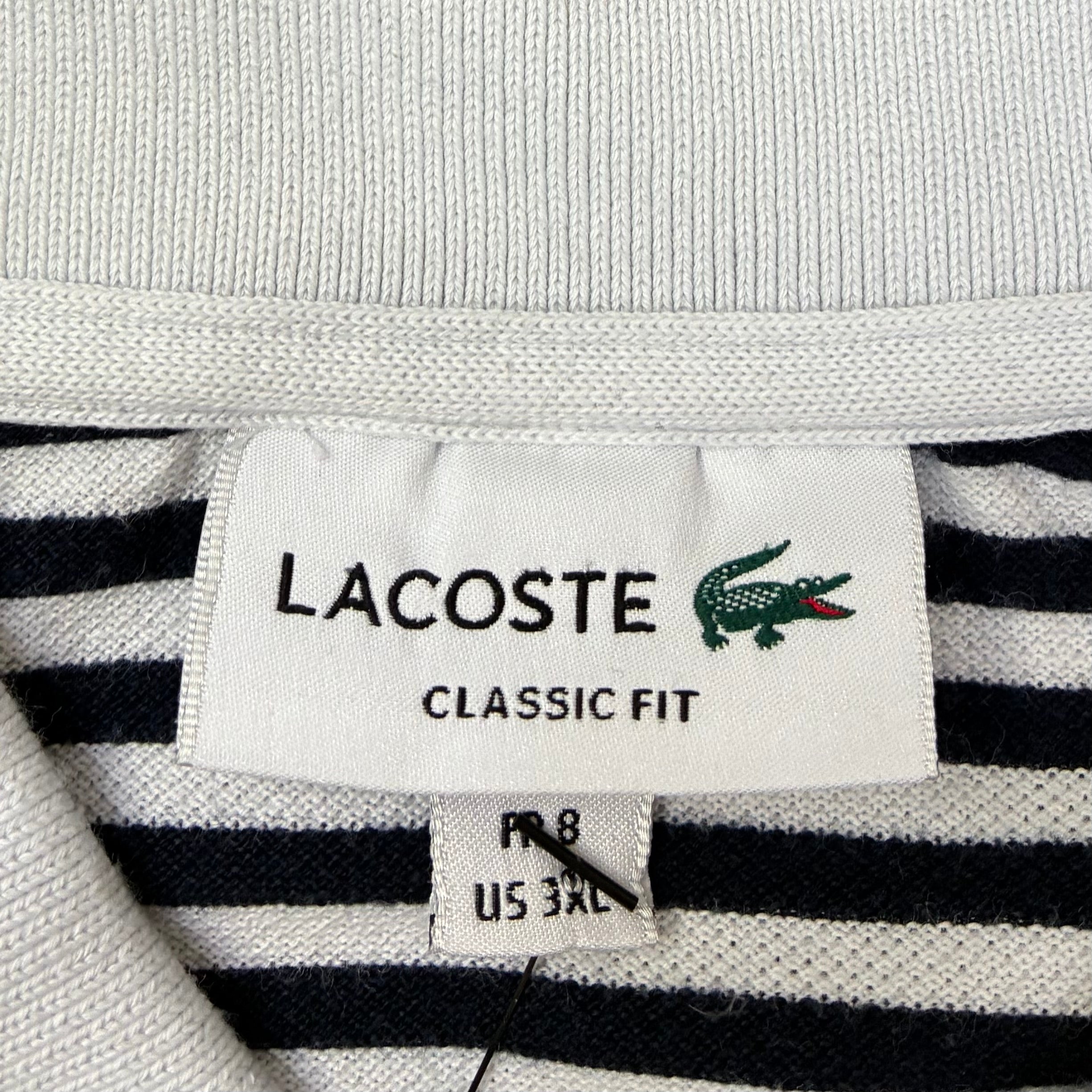 Lacoste Polo Shirt gestreift Weiß Blau 3XL - Vinverse