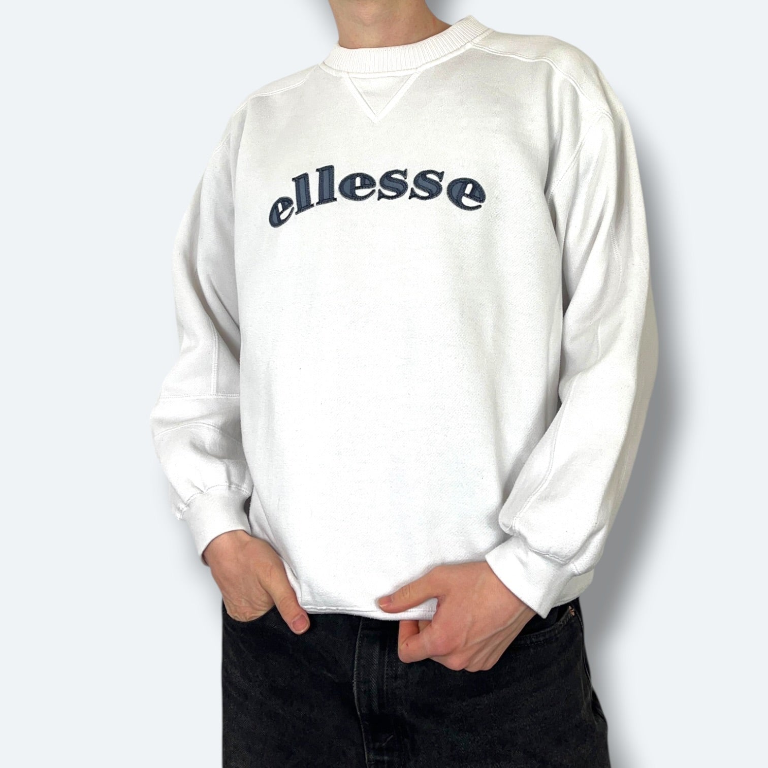 Ellesse Sweater 2000s Big Logo Weiß M - Vinverse