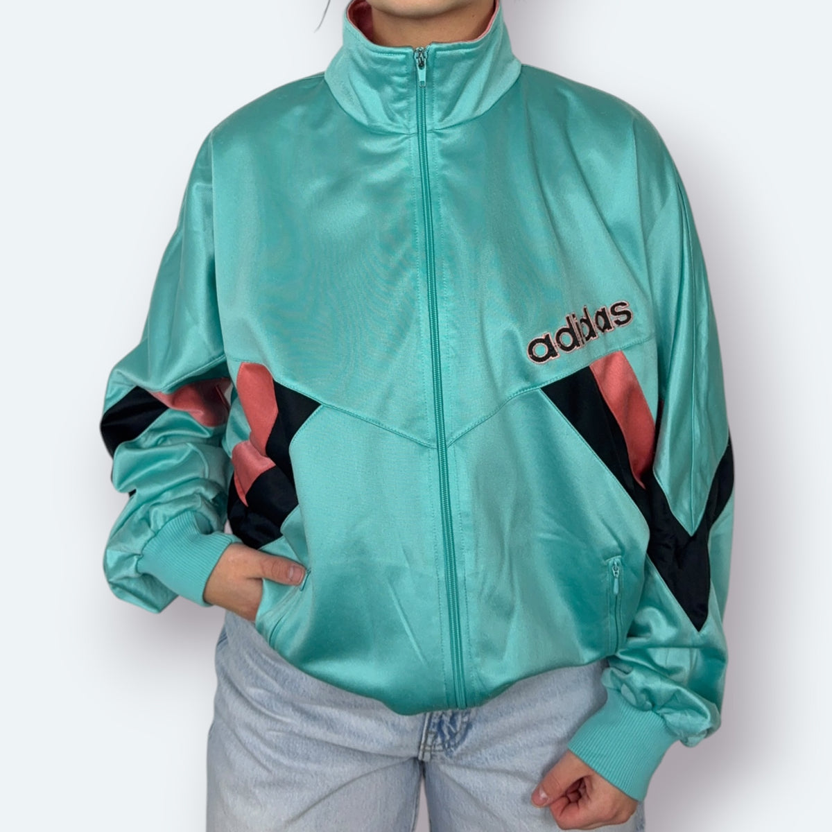 Adidas Vintage Trainingsjacke 90s Türkis L - Vinverse