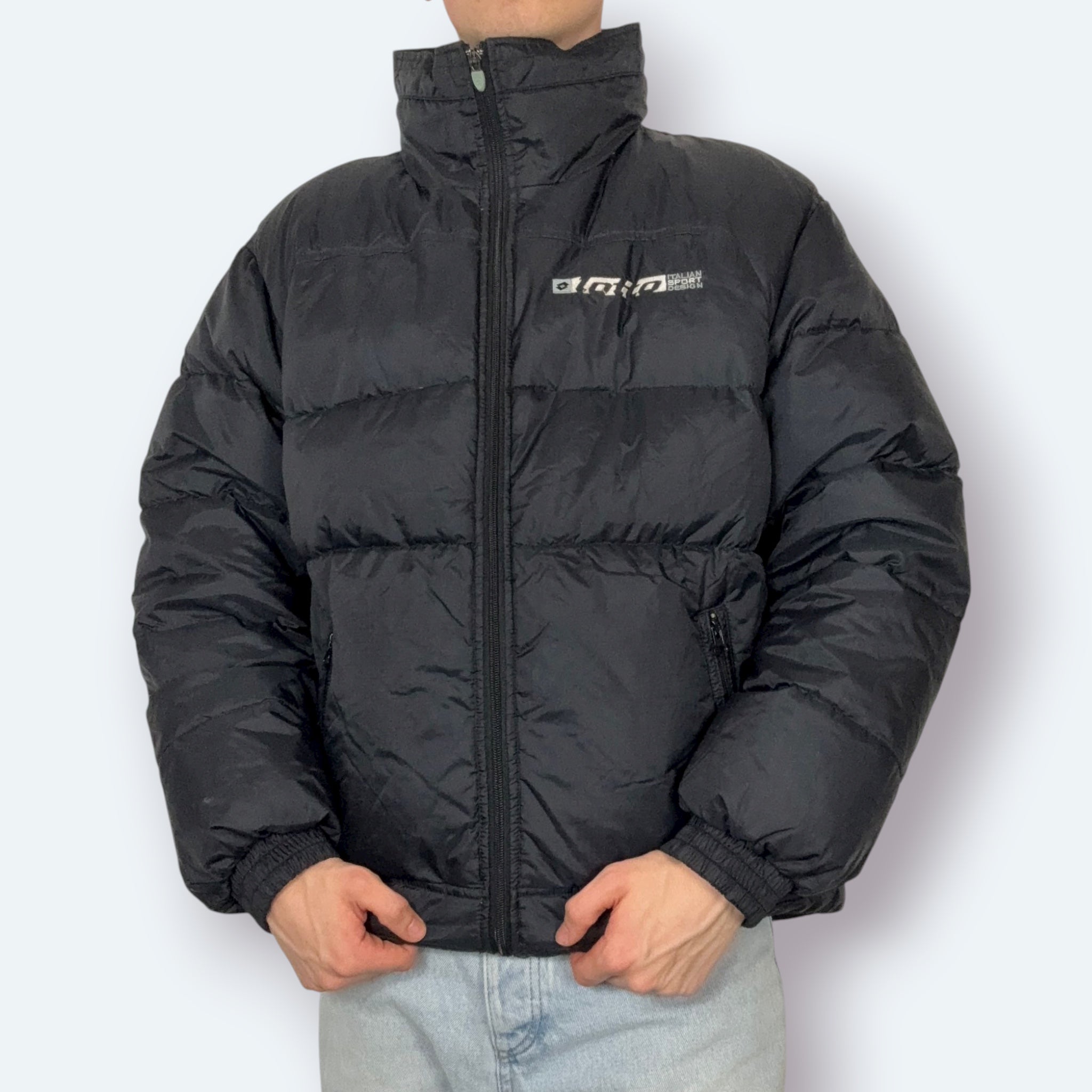 Lotto 2000s Y2K Daunen Puffer Jacke Schwarz M - Vinverse