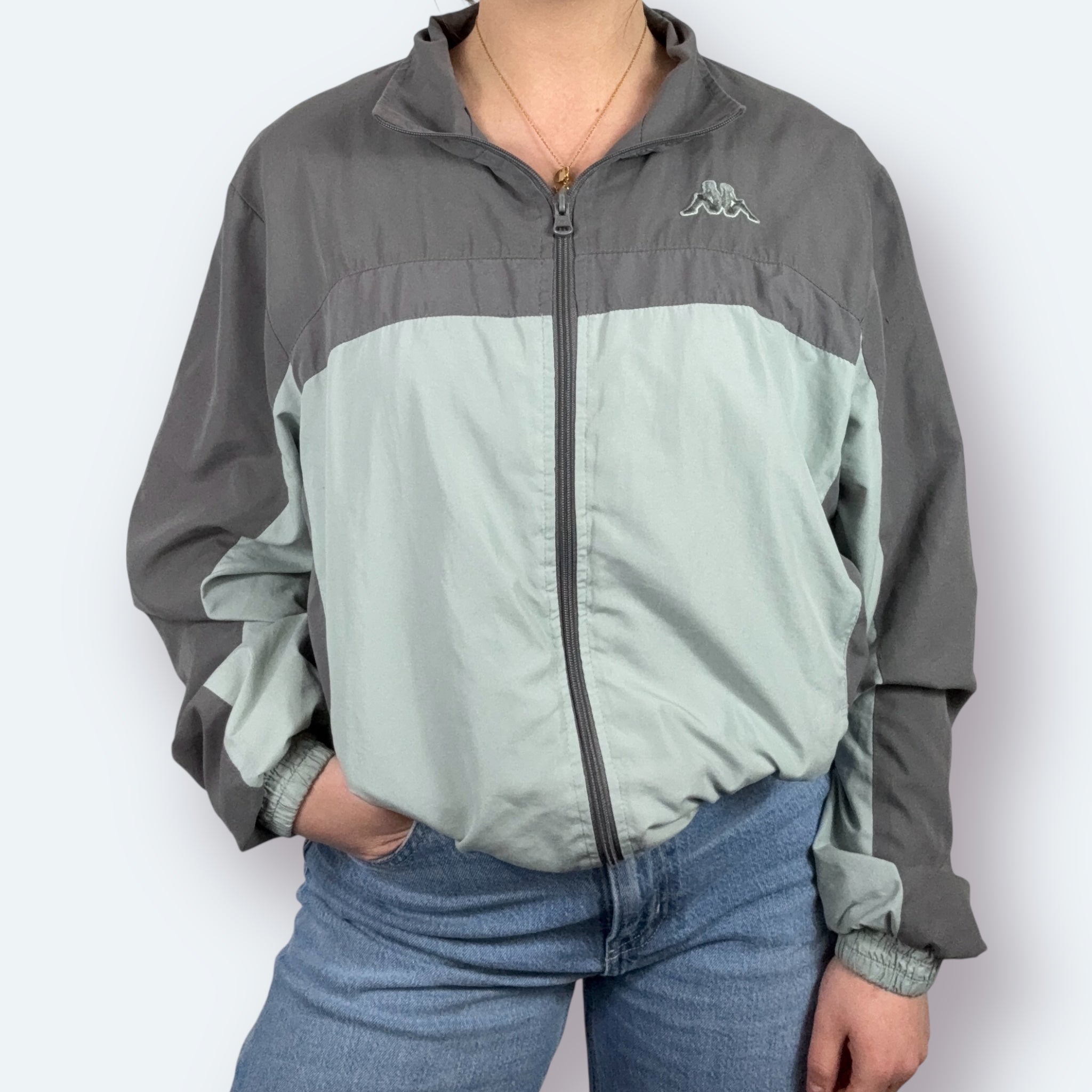 Kappa 90s Vintage Trainingsjacke Grau L - Vinverse