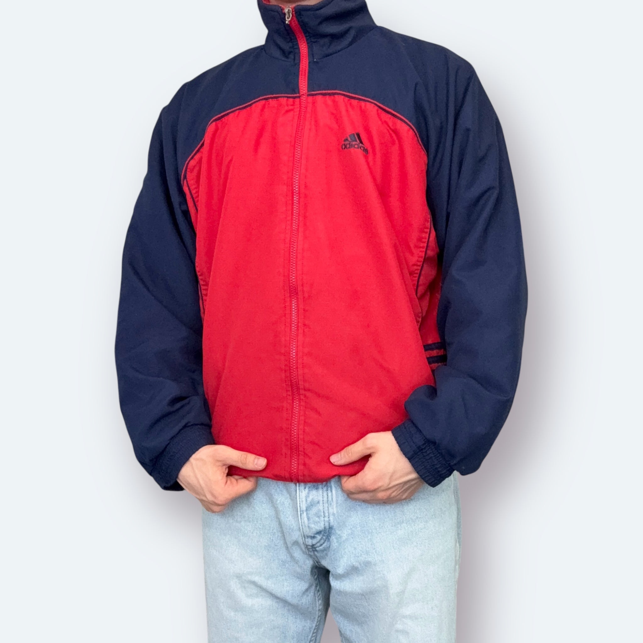 Adidas 90er Vintage Trainingsjacke bestickt Rot M - Vinverse