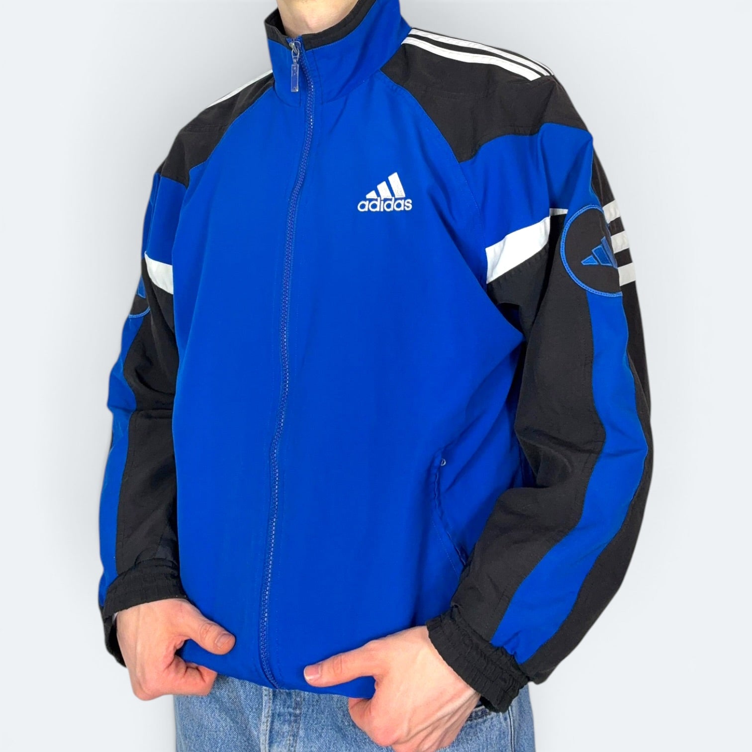 Adidas Vintage Trainingsjacke 90s Blau Schwarz S - Vinverse