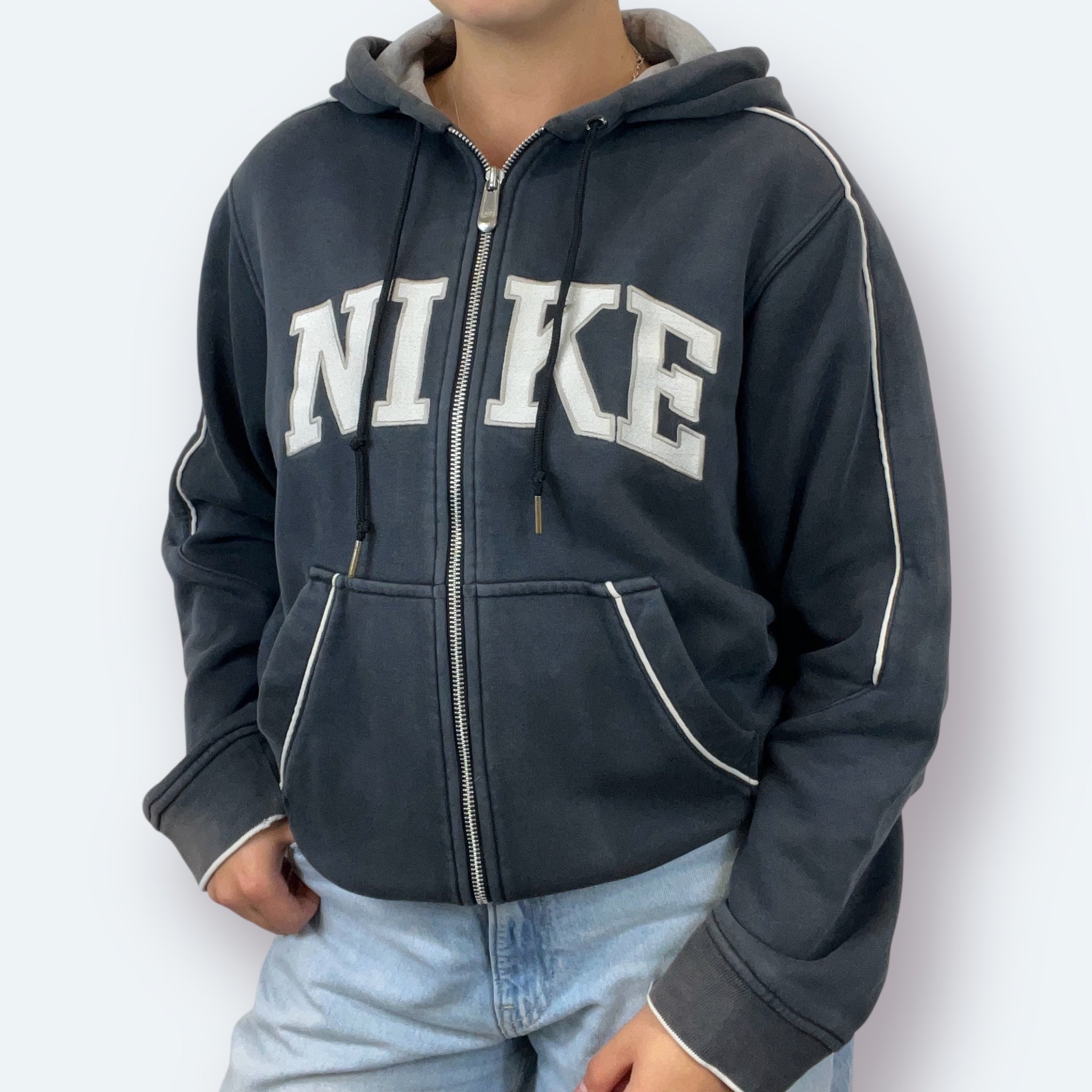 Nike Washed Big Logo Zip Hoodie Schwarz S - Vinverse