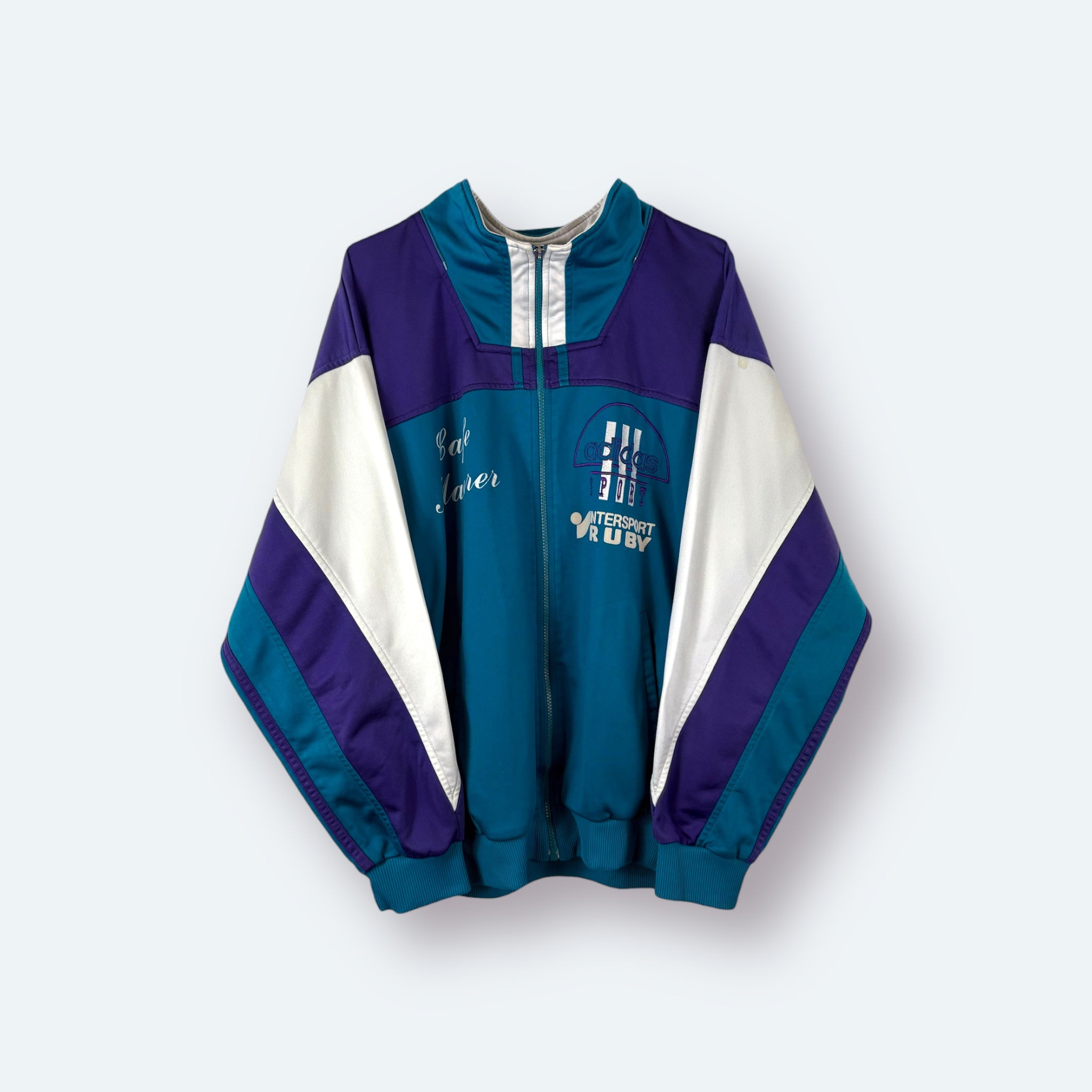 Adidas 90s Trefoil Vintage Trainingsjacke Türkis Lila L - Vinverse