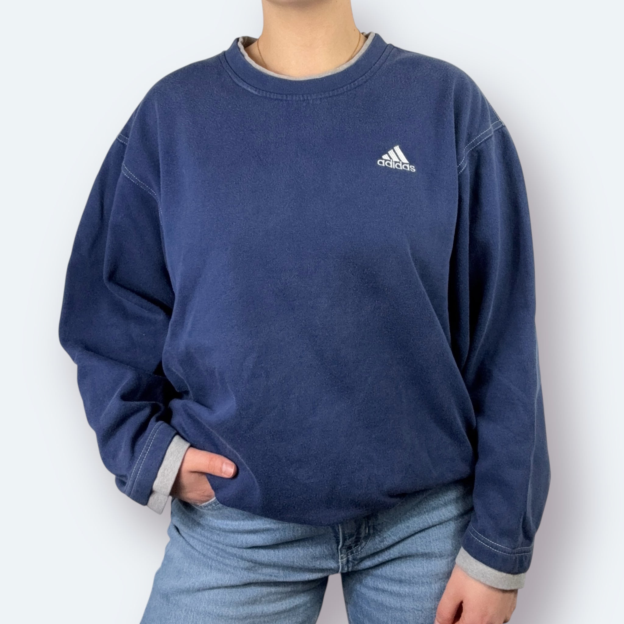 Adidas 1999 Vintage Sweater Marineblau L - Vinverse
