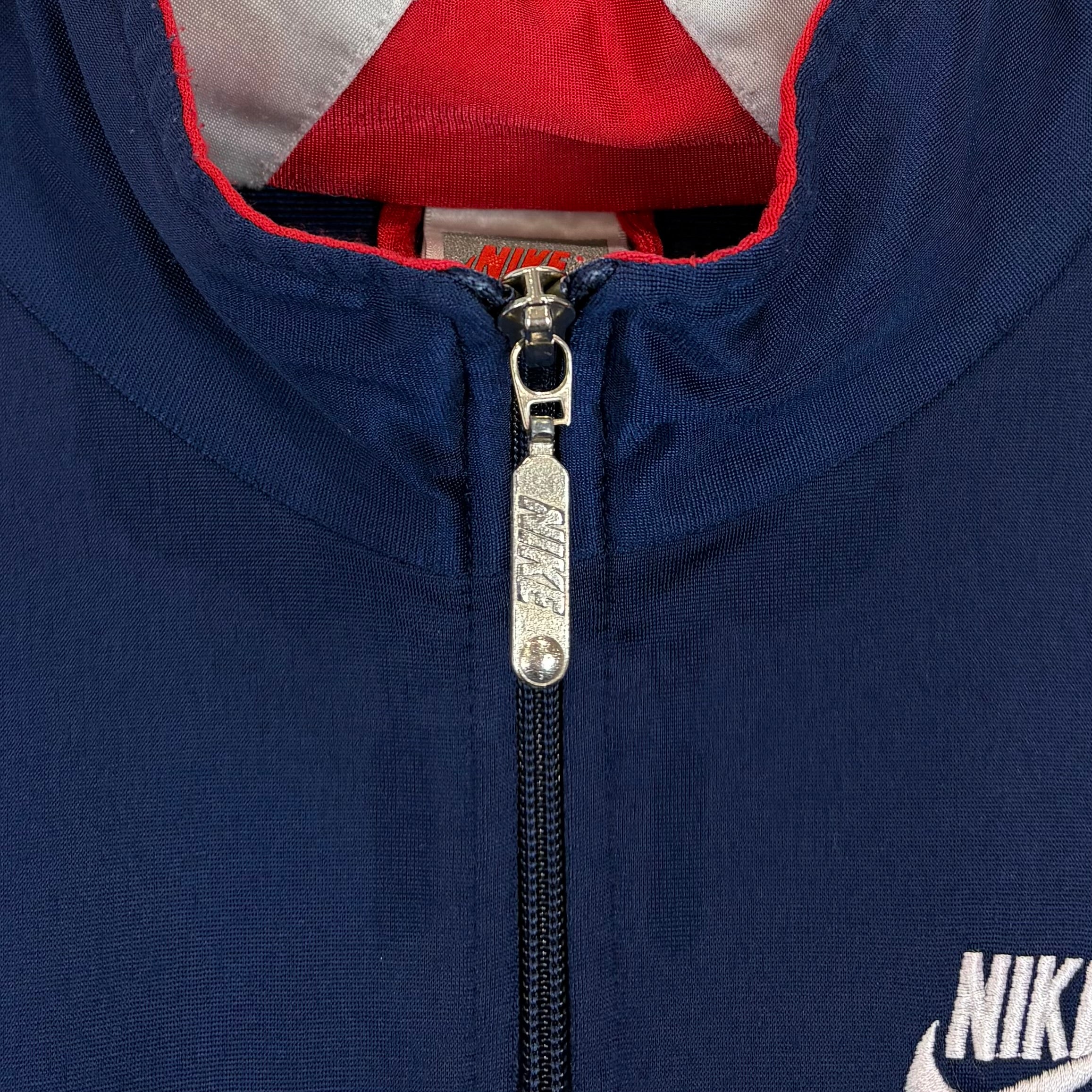 Nike 90s Vintage Trainingsjacke Marineblau Rot L - Vinverse