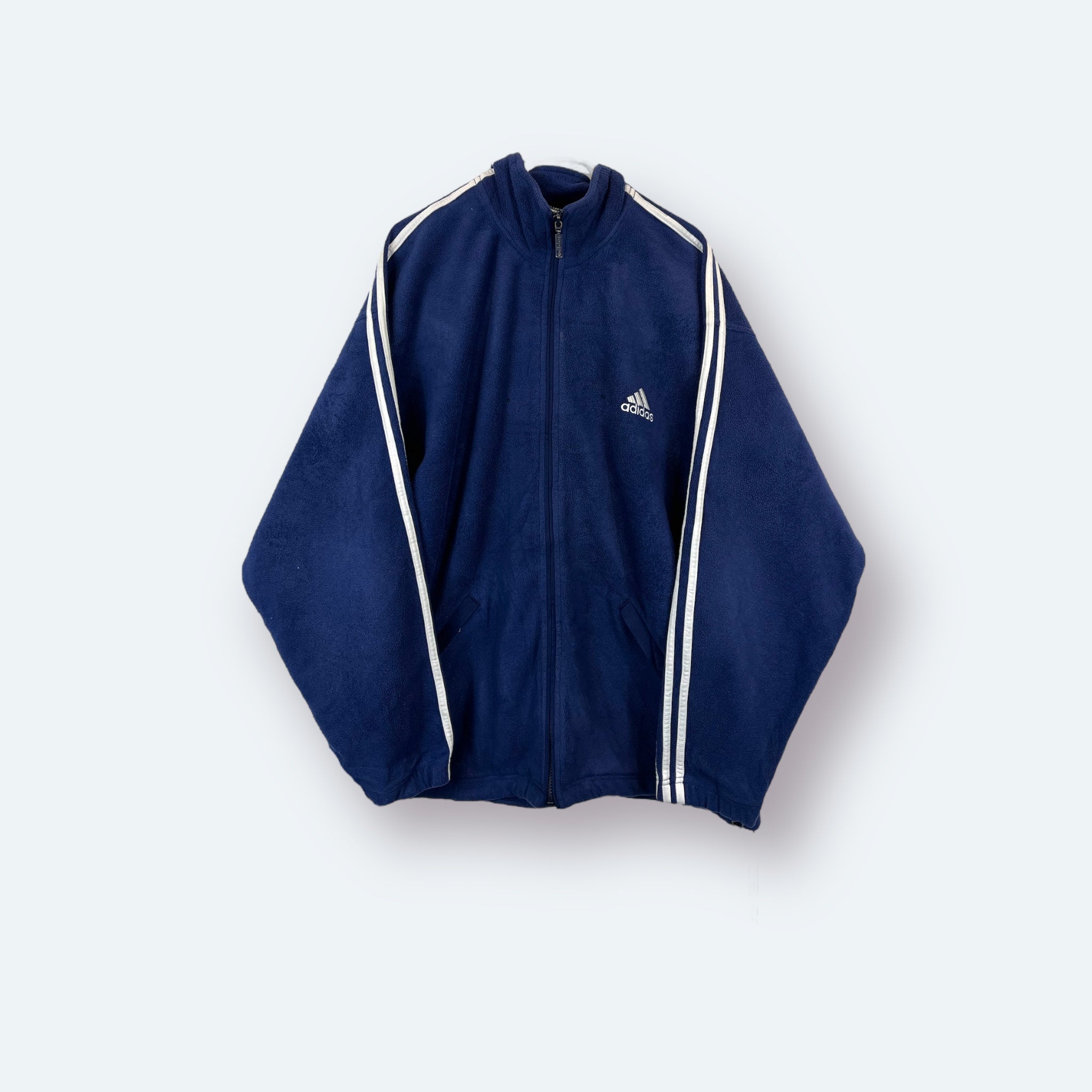 Adidas 90er Vintage Fleece Jacke bestickt Blau L - Vinverse