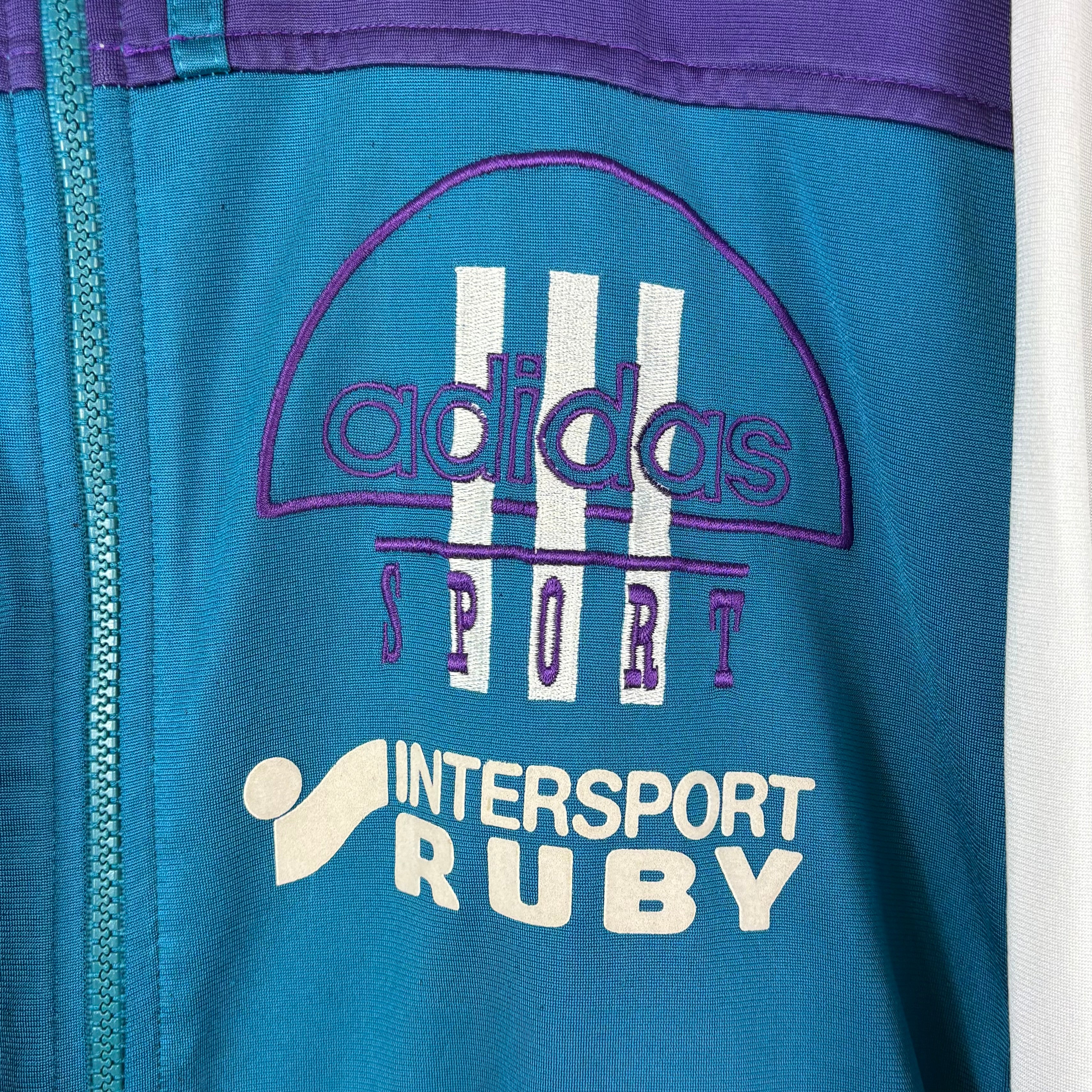 Adidas 90s Trefoil Vintage Trainingsjacke Türkis Lila L - Vinverse