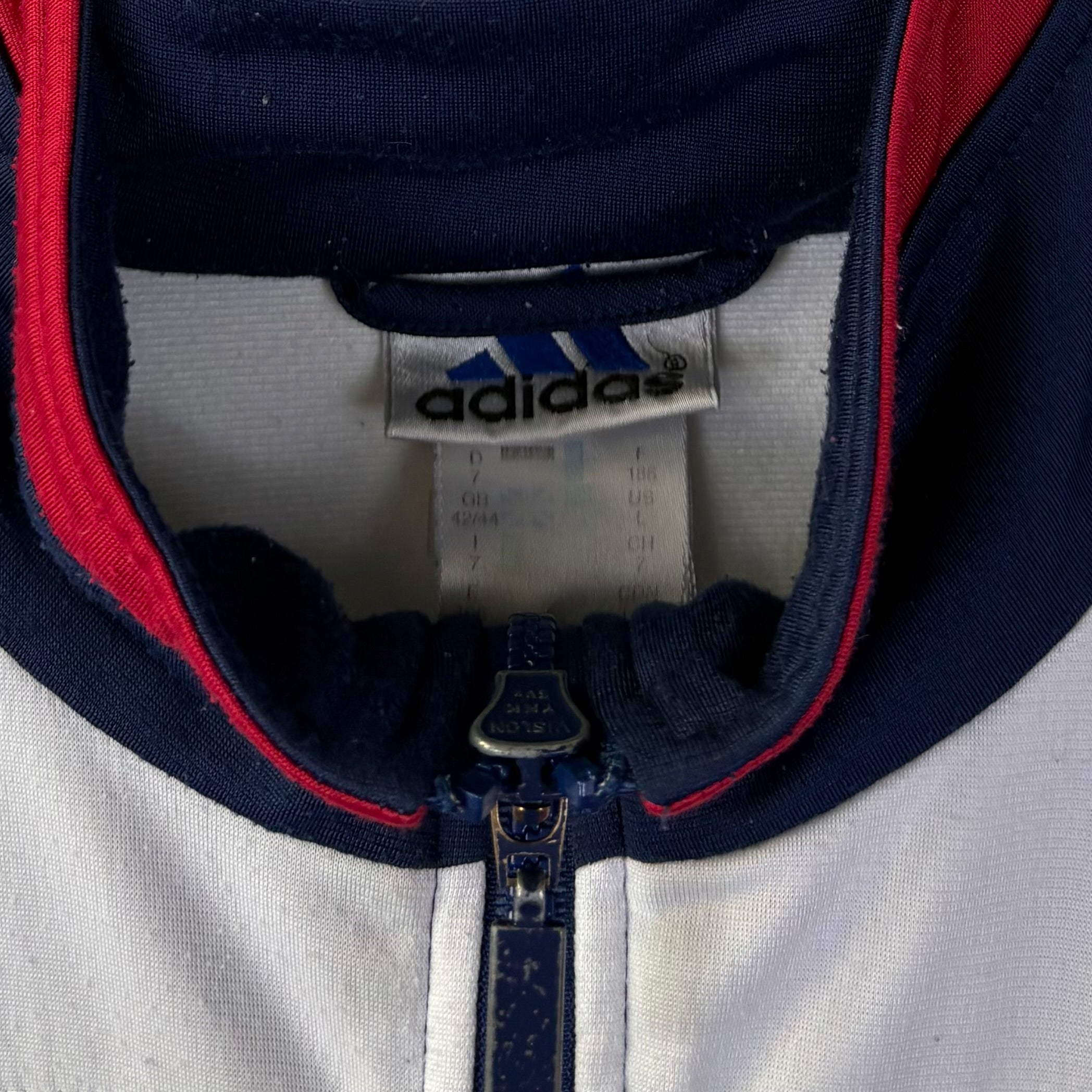 Adidas 90er Vintage Trainingsjacke bestickt Blau L - Vinverse