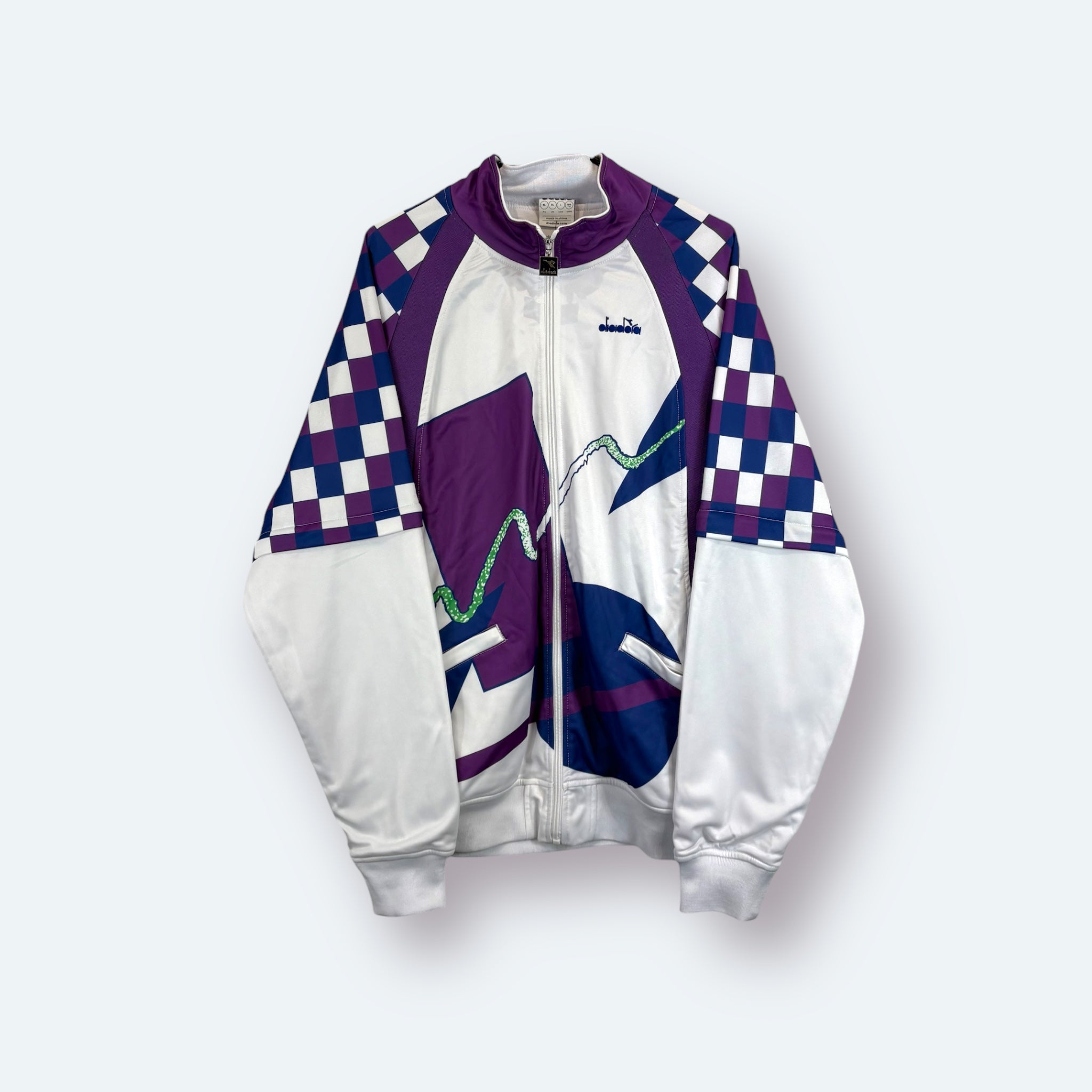 Diadora Retro 1990s Jim Courier Trainingsjacke Weiß Lila L - Vinverse