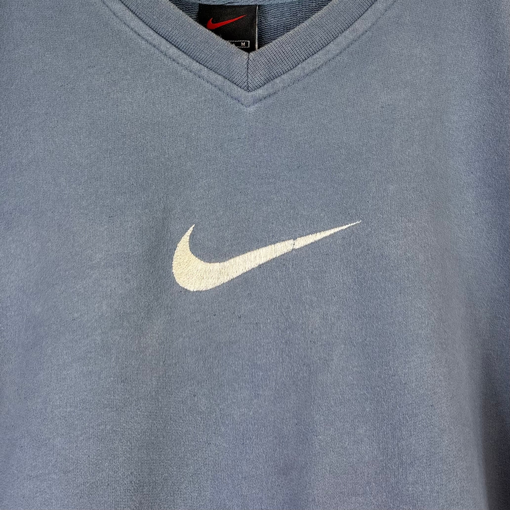Nike 90s Washed Vintage Sweater Center Swoosh Blau M - Vinverse