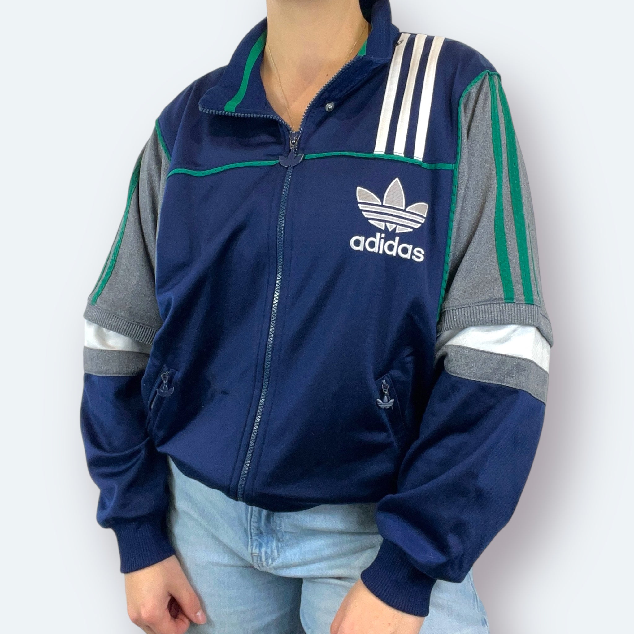 Adidas 90s Vintage Trainingsjacke Rückenstick Blau S - Vinverse
