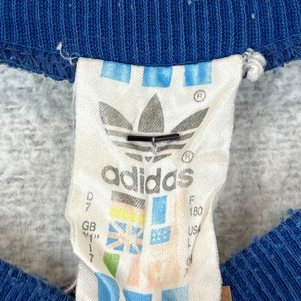 Adidas Vintage Sweater 80s Grau Blau M - Vinverse