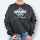 Hard Rock 90s Vintage Sweater Rio de Janeiro bestickt Schwarz M - Vinverse