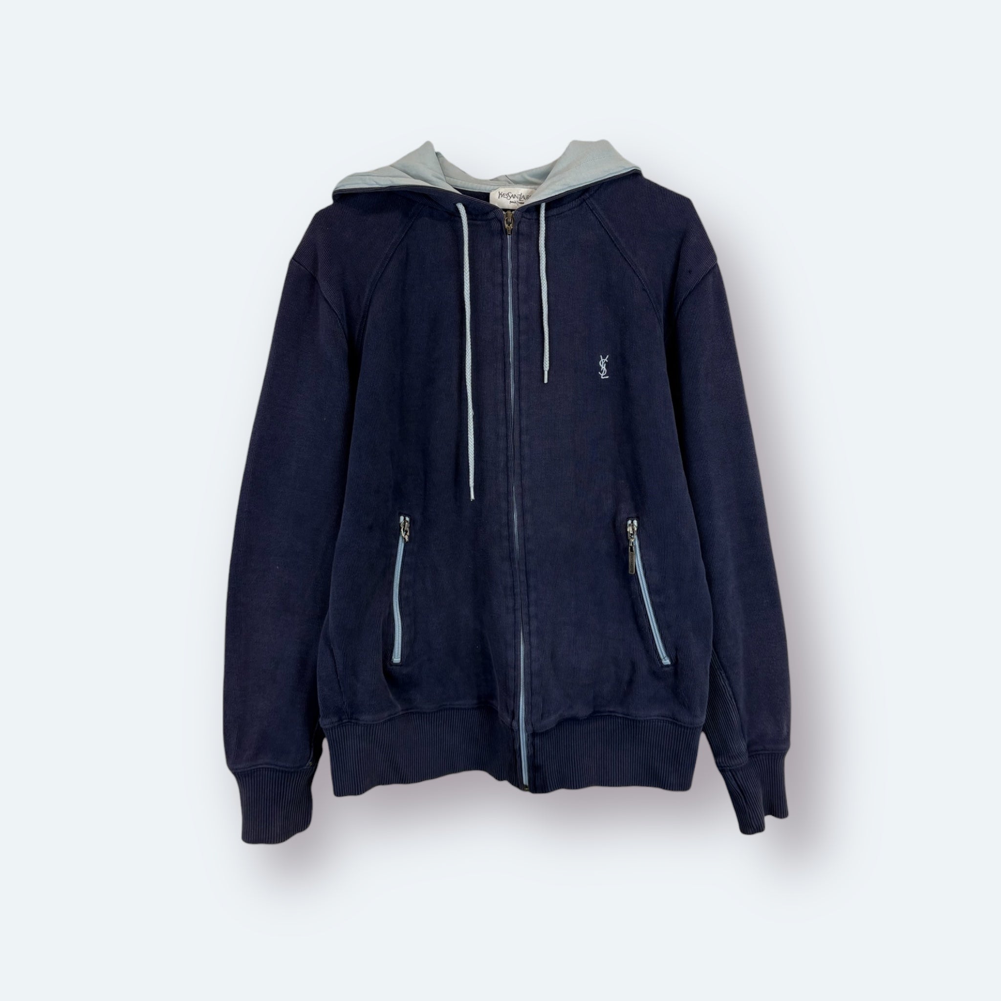 Yves Saint Laurent Vintage Zip Hoodie Marineblau S - Vinverse